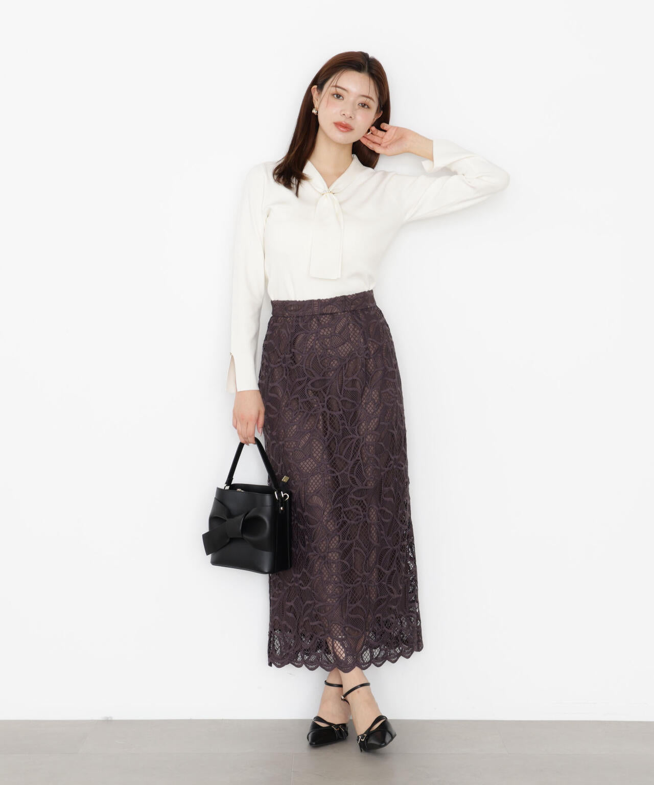 パールリングボウタイニット