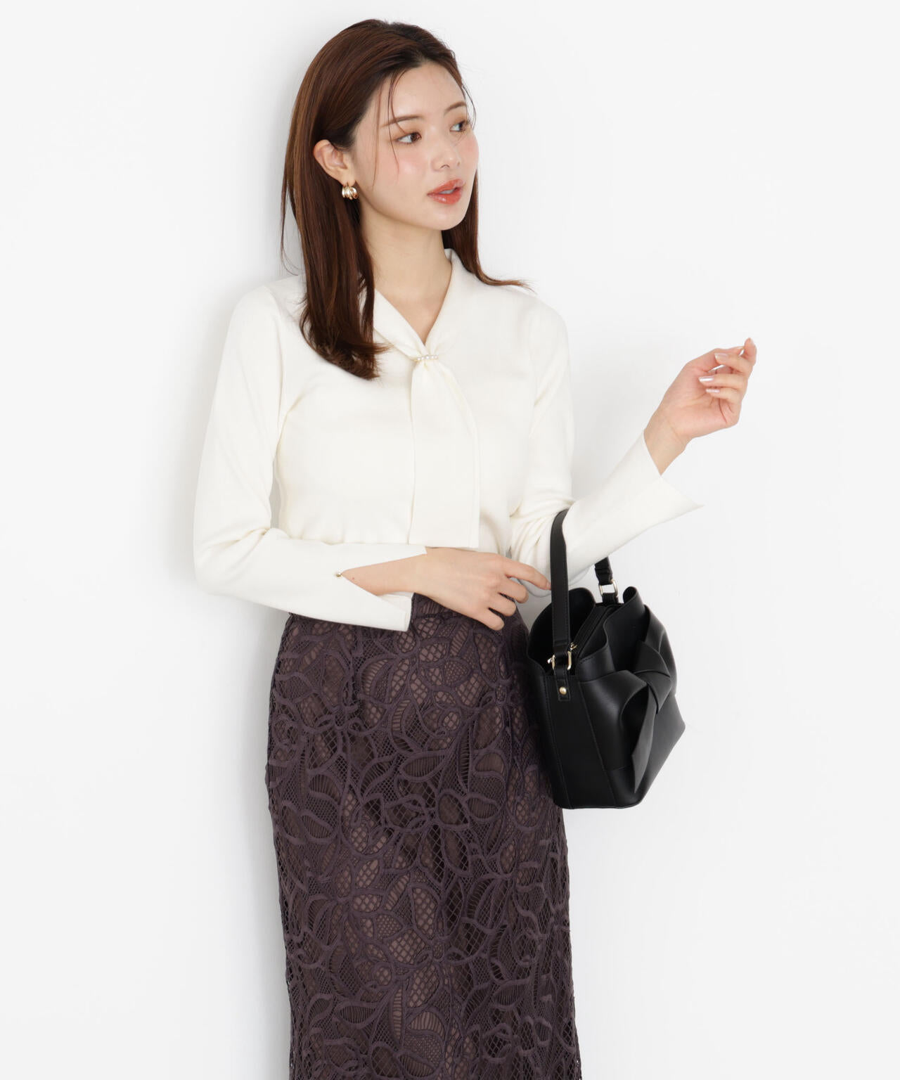 パールリングボウタイニット