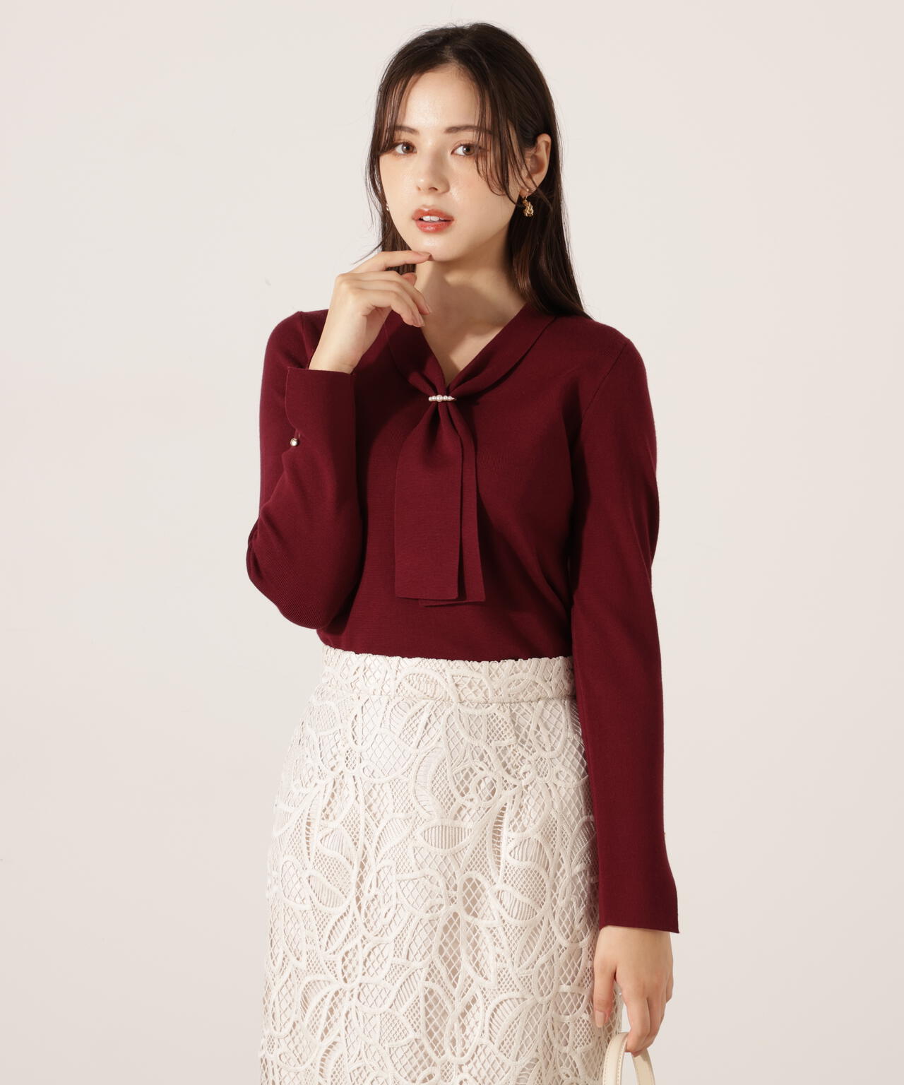 パールリングボウタイニット