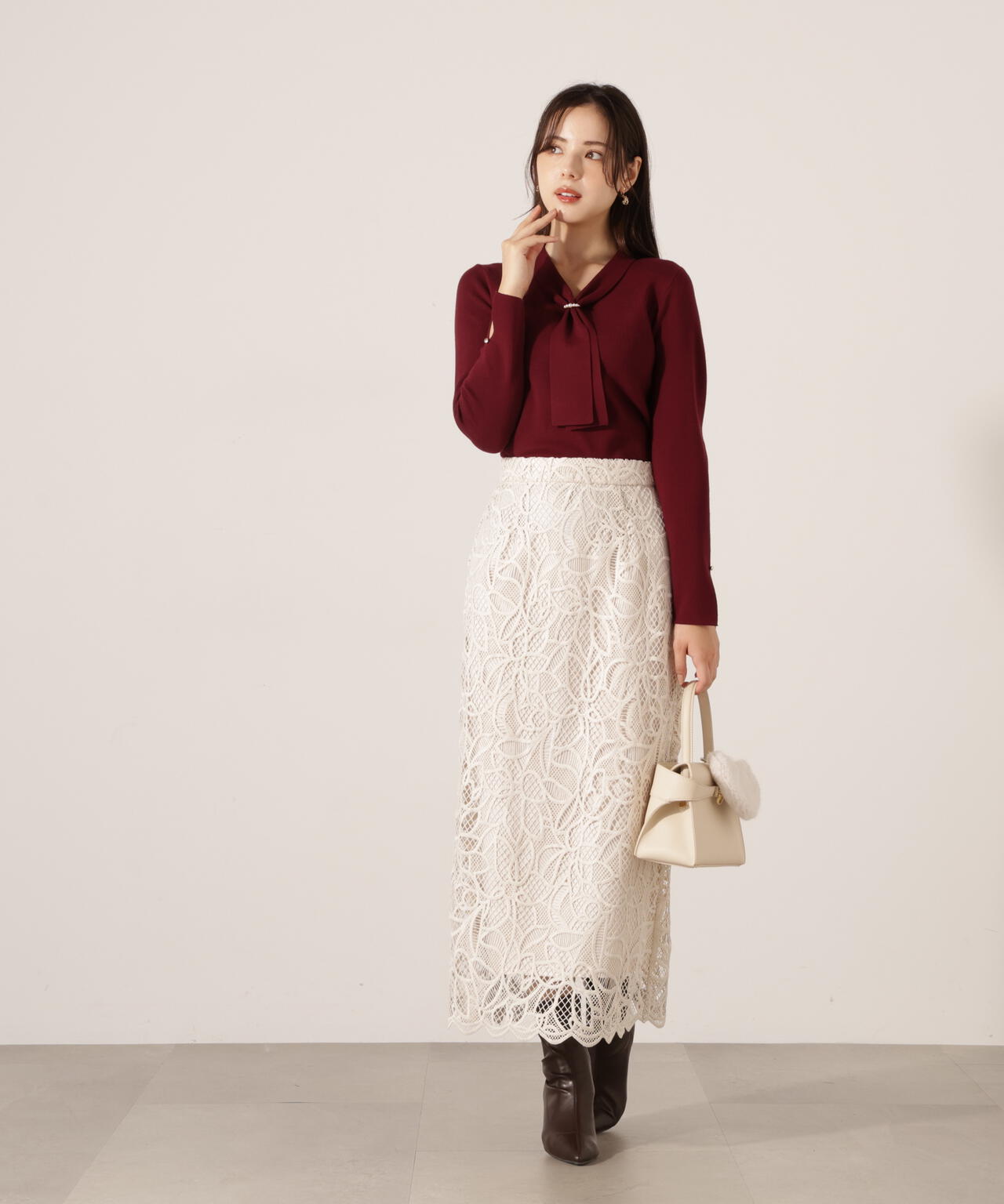 パールリングボウタイニット