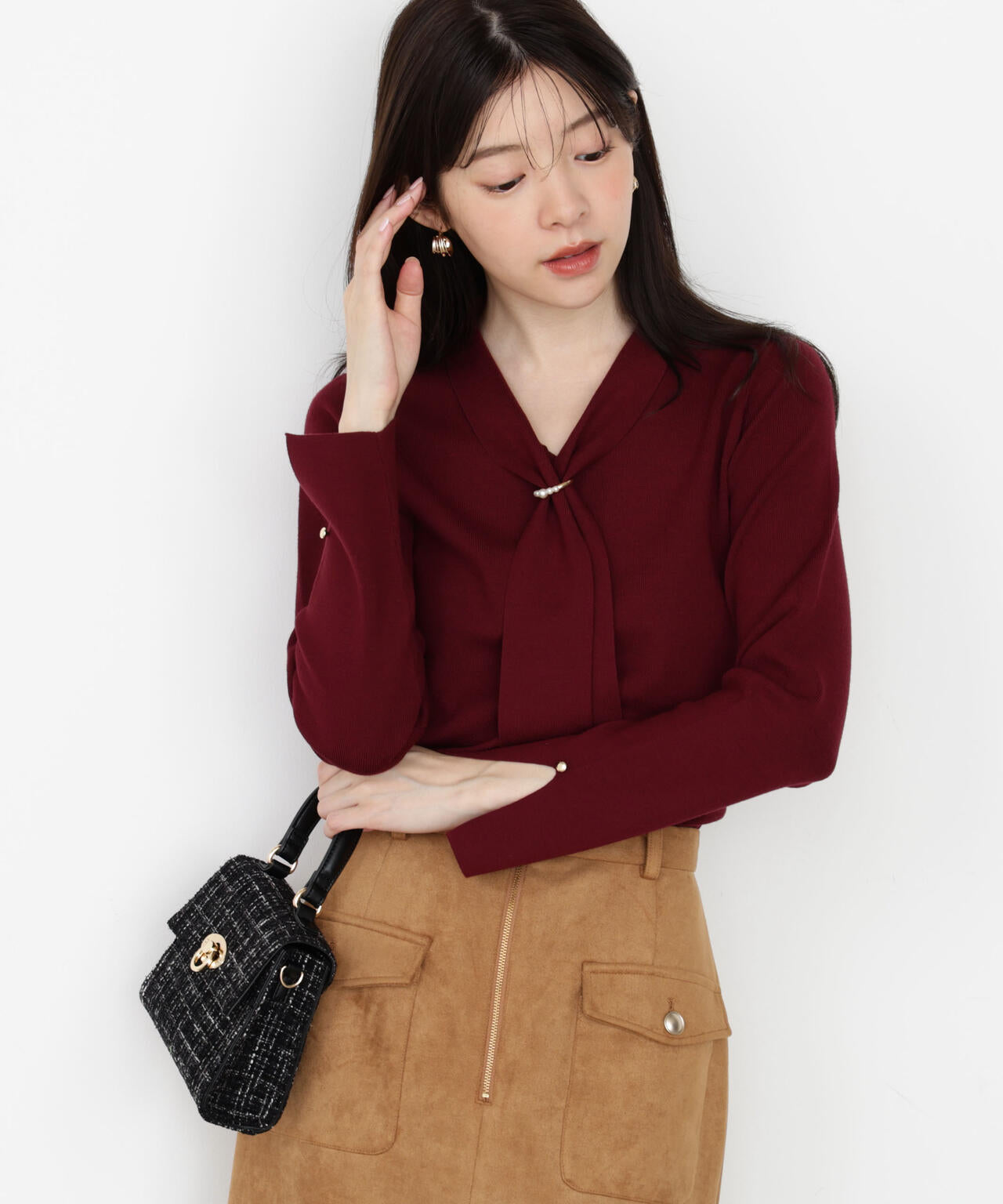 パールリングボウタイニット