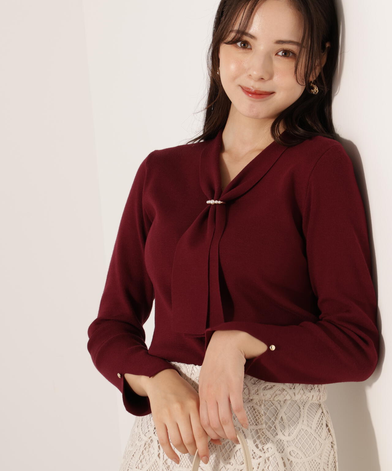 パールリングボウタイニット