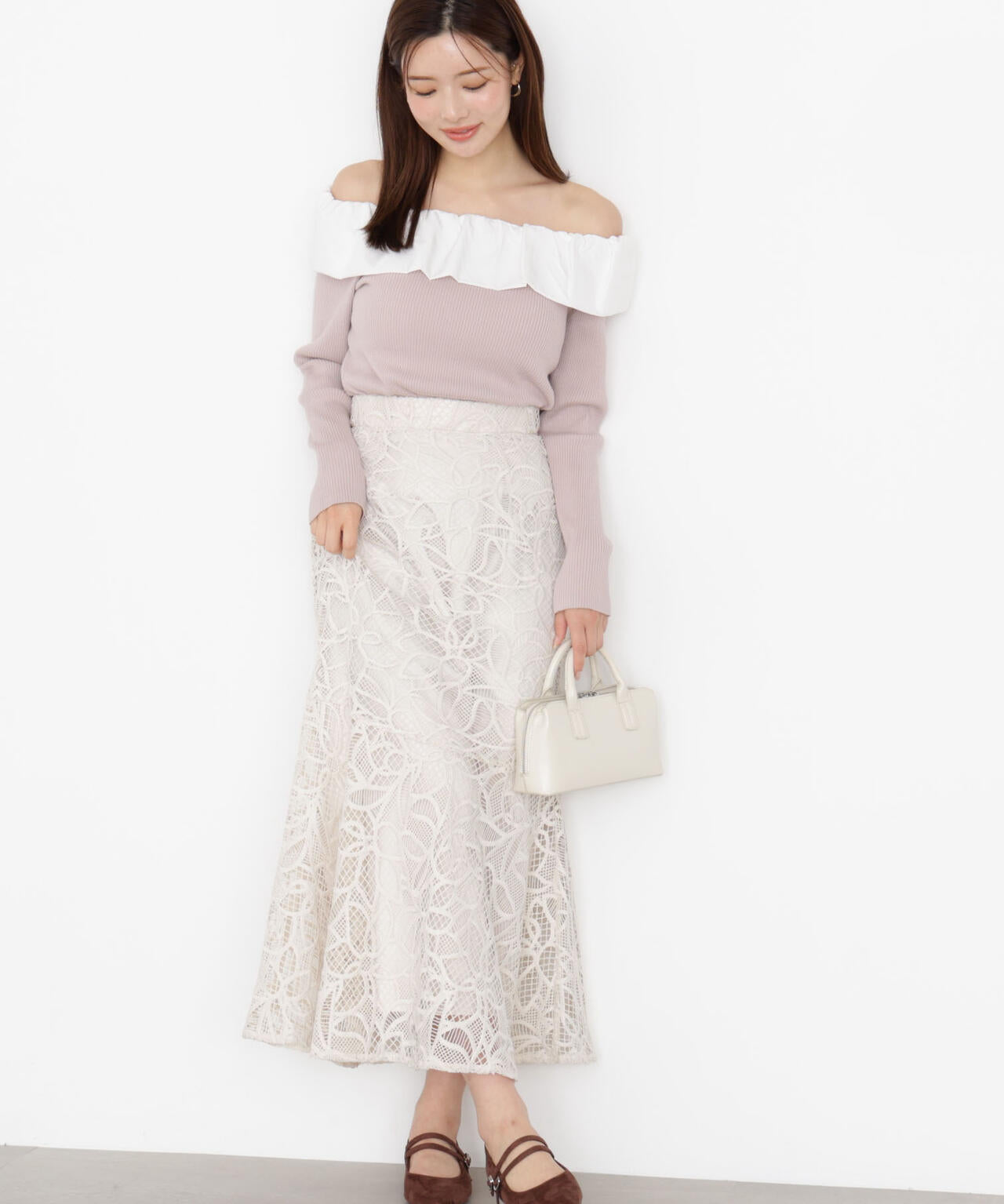 【松川星さん着用】フリルオフショル2wayニット