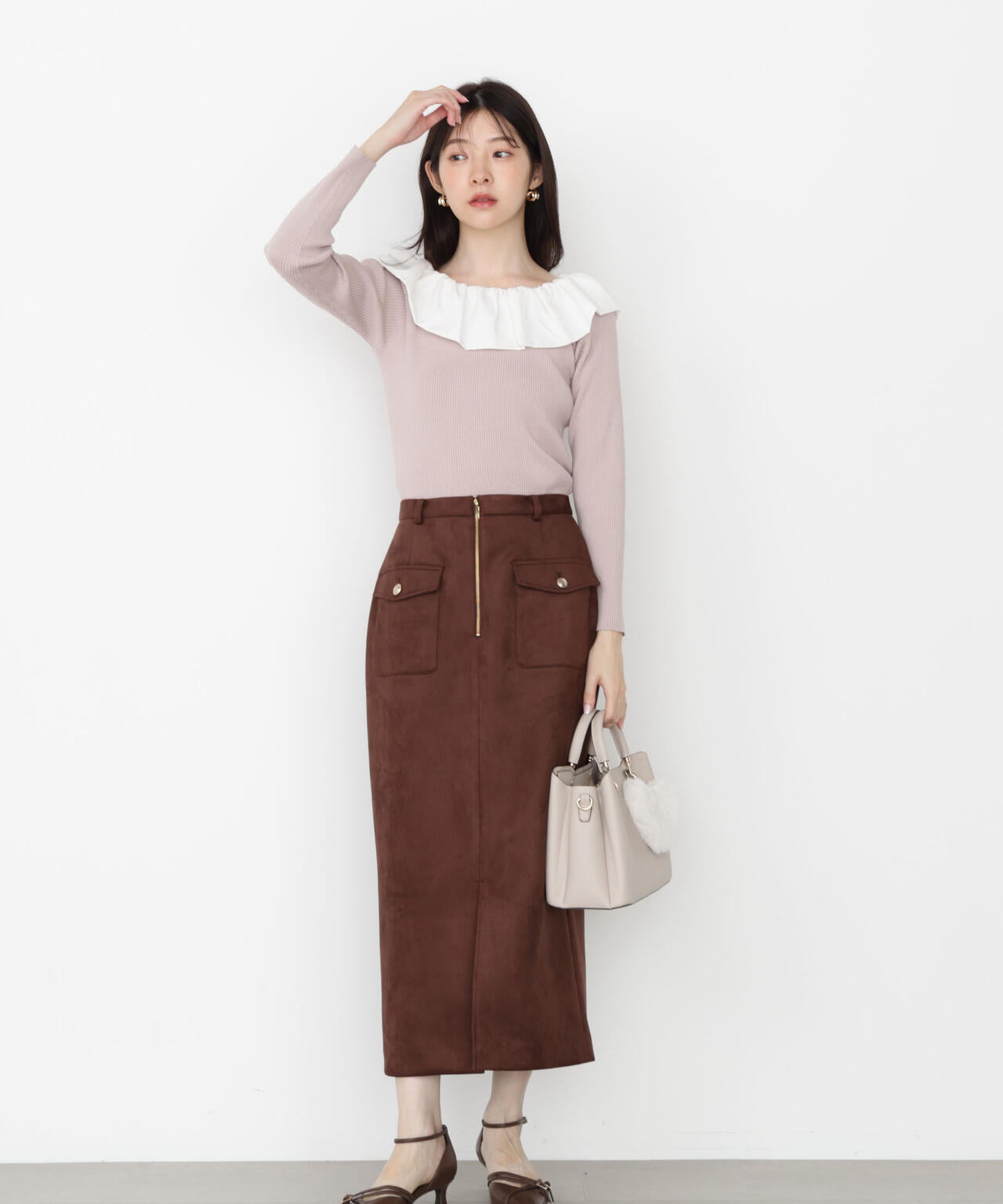 【松川星さん着用】フリルオフショル2wayニット