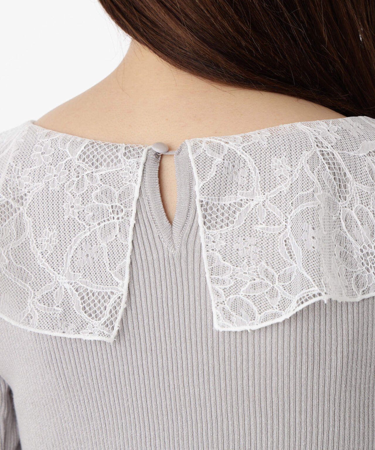 レースフリルニット