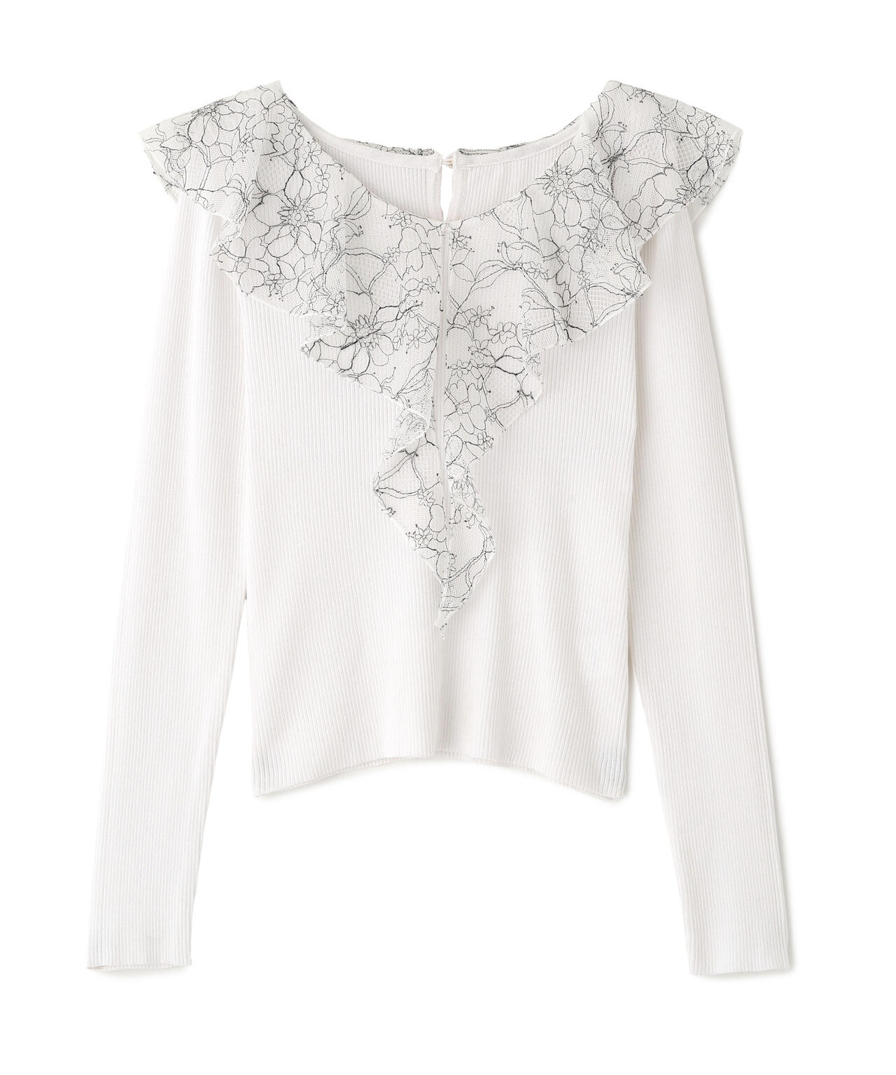 レースフリルニット