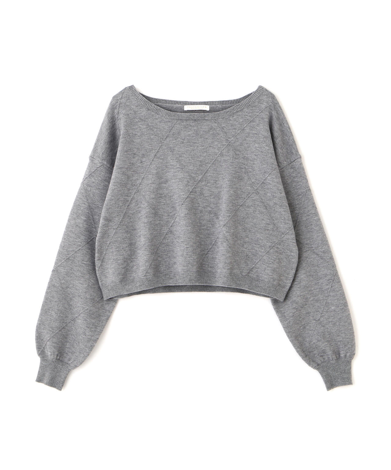 <ハンドウォッシャブル>ダイヤ柄短丈ニット