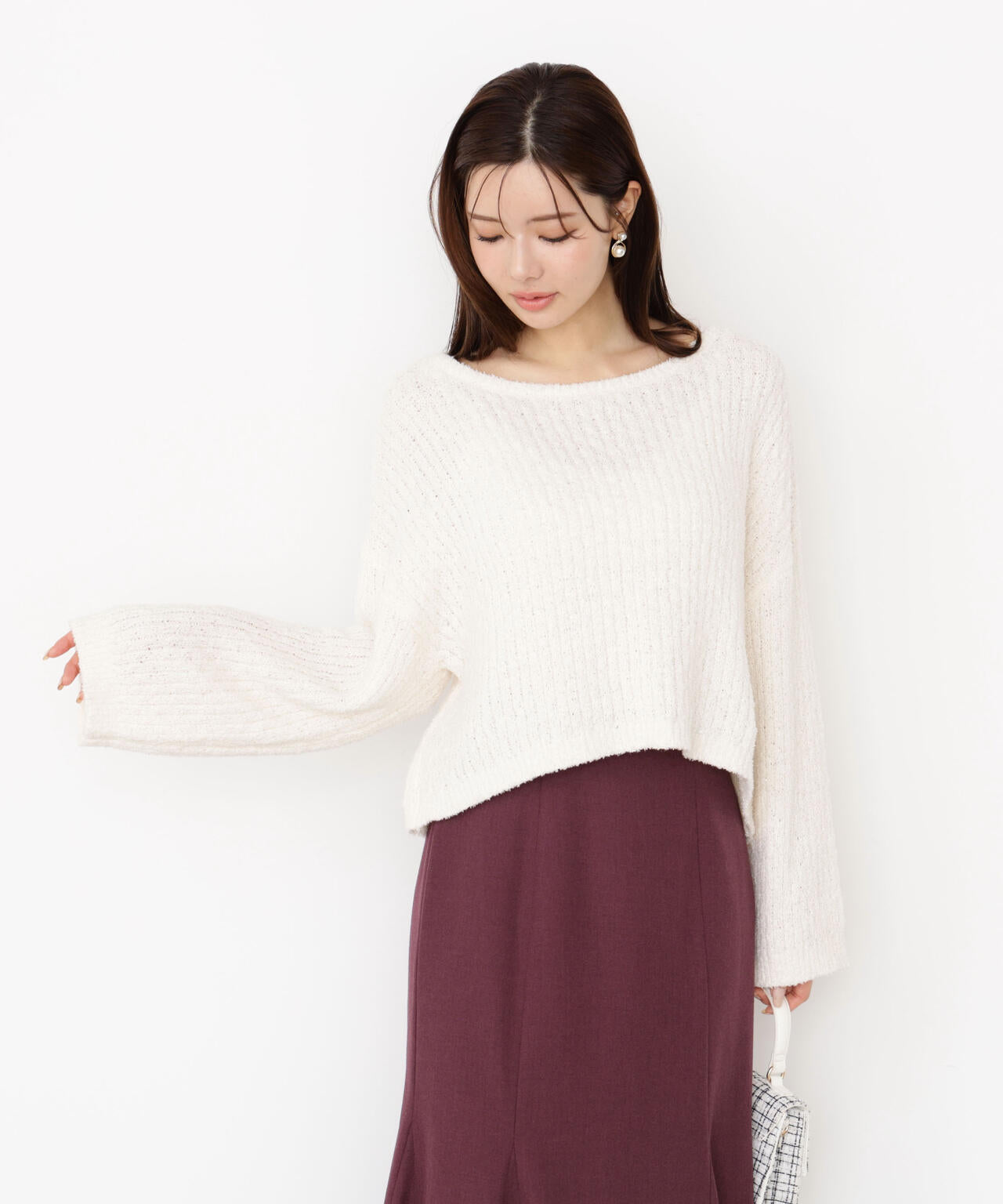 【松川星さん着用】フィルムモール短丈ニット