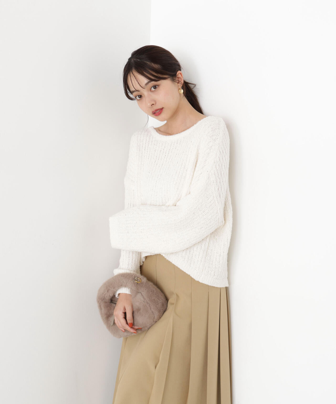 【松川星さん着用】フィルムモール短丈ニット