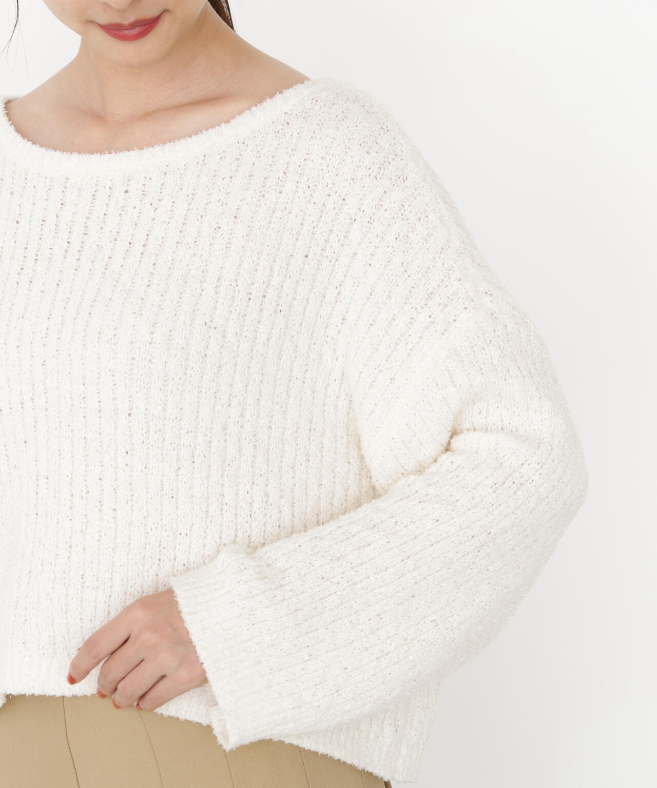 【松川星さん着用】フィルムモール短丈ニット