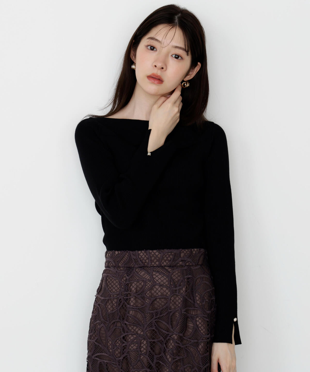 【松川星さん着用】<ハンドウォッシャブル>変わり編みリブニット