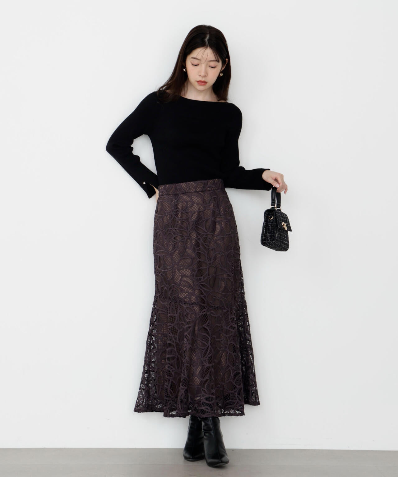 【松川星さん着用】<ハンドウォッシャブル>変わり編みリブニット