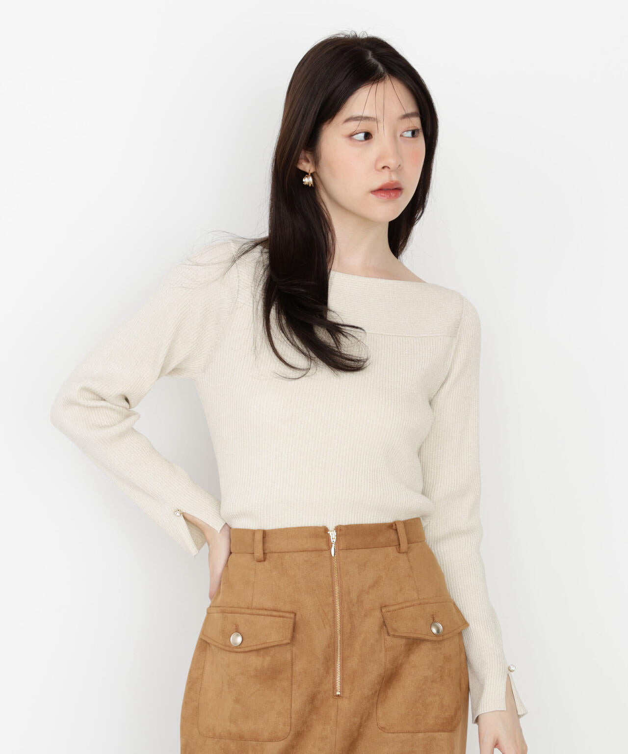 【松川星さん着用】<ハンドウォッシャブル>変わり編みリブニット