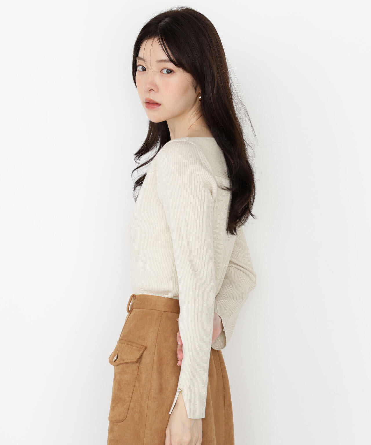 【松川星さん着用】<ハンドウォッシャブル>変わり編みリブニット