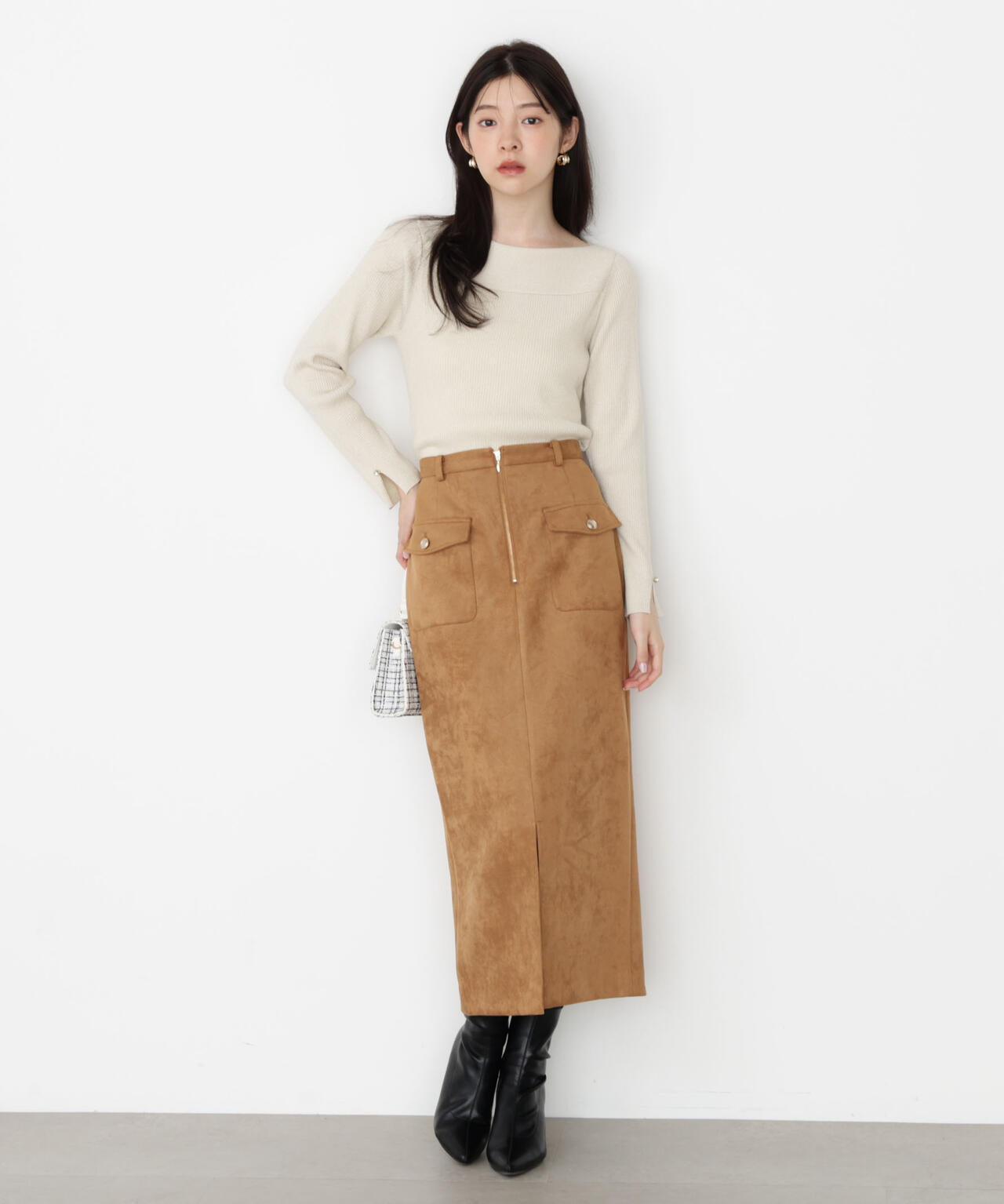 【松川星さん着用】<ハンドウォッシャブル>変わり編みリブニット