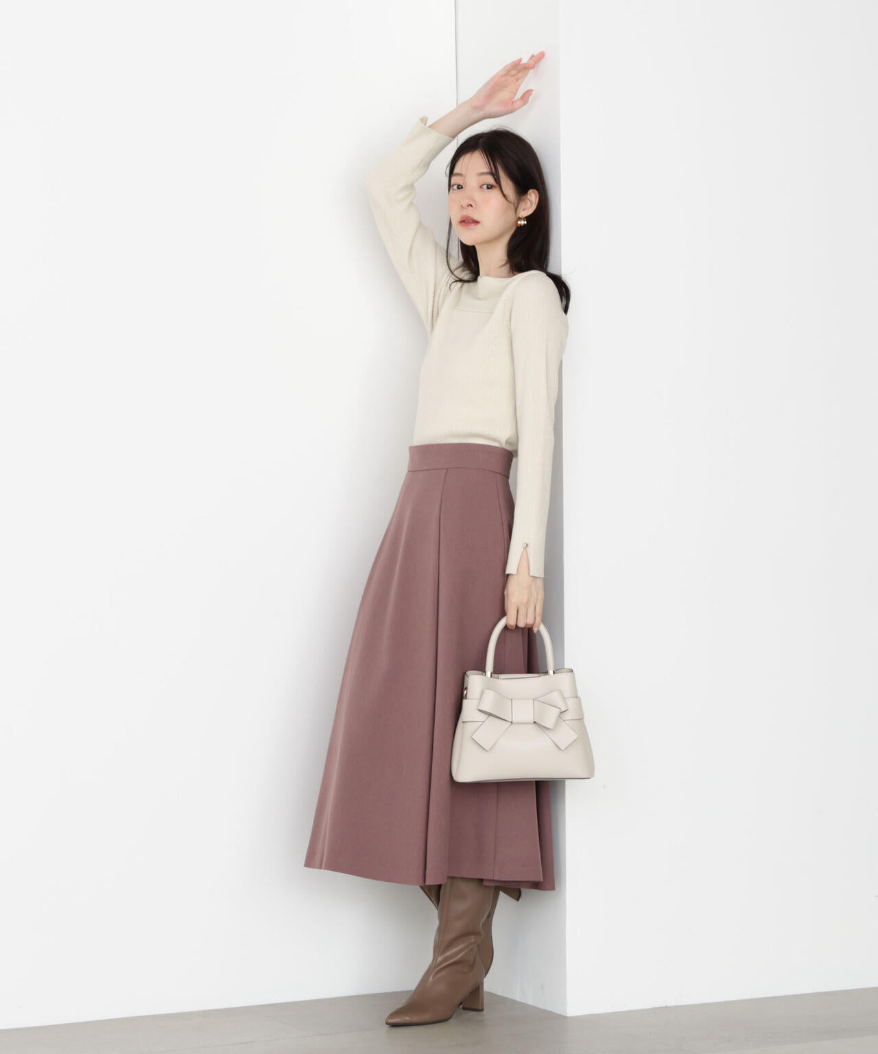 【松川星さん着用】<ハンドウォッシャブル>変わり編みリブニット