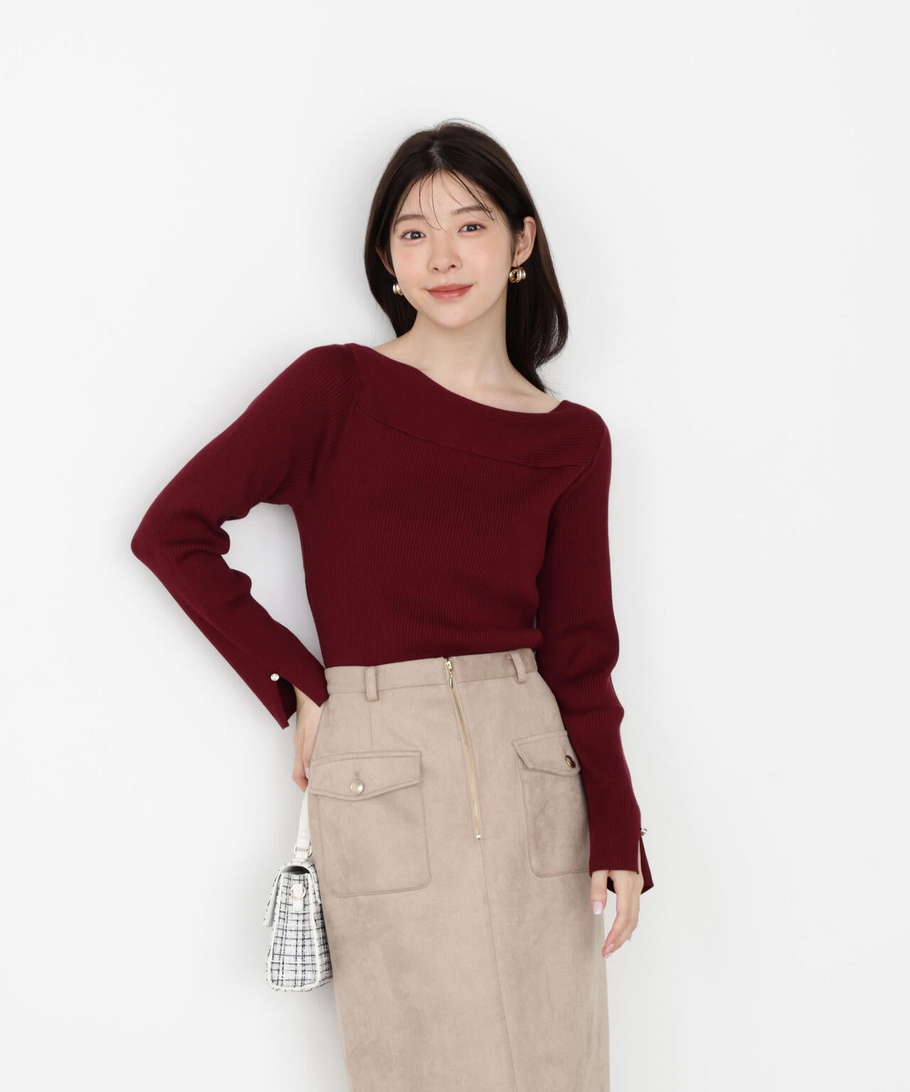 【松川星さん着用】<ハンドウォッシャブル>変わり編みリブニット