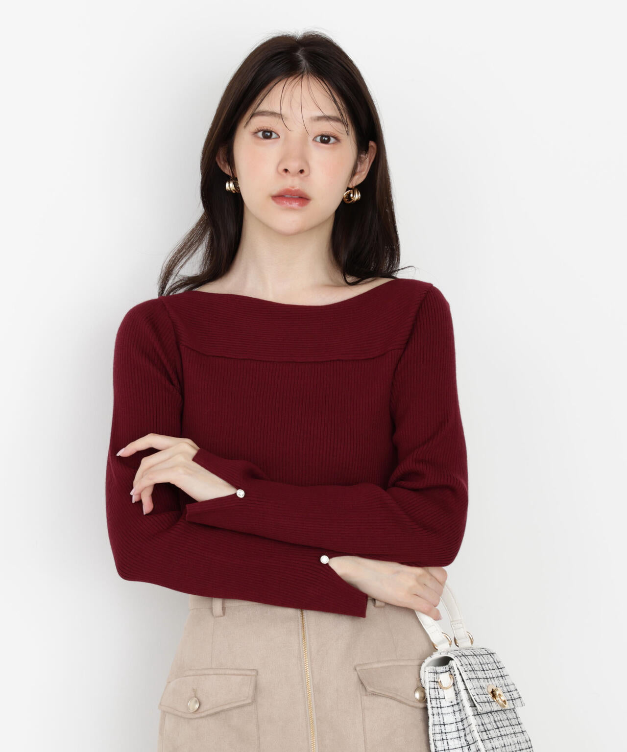 【松川星さん着用】<ハンドウォッシャブル>変わり編みリブニット