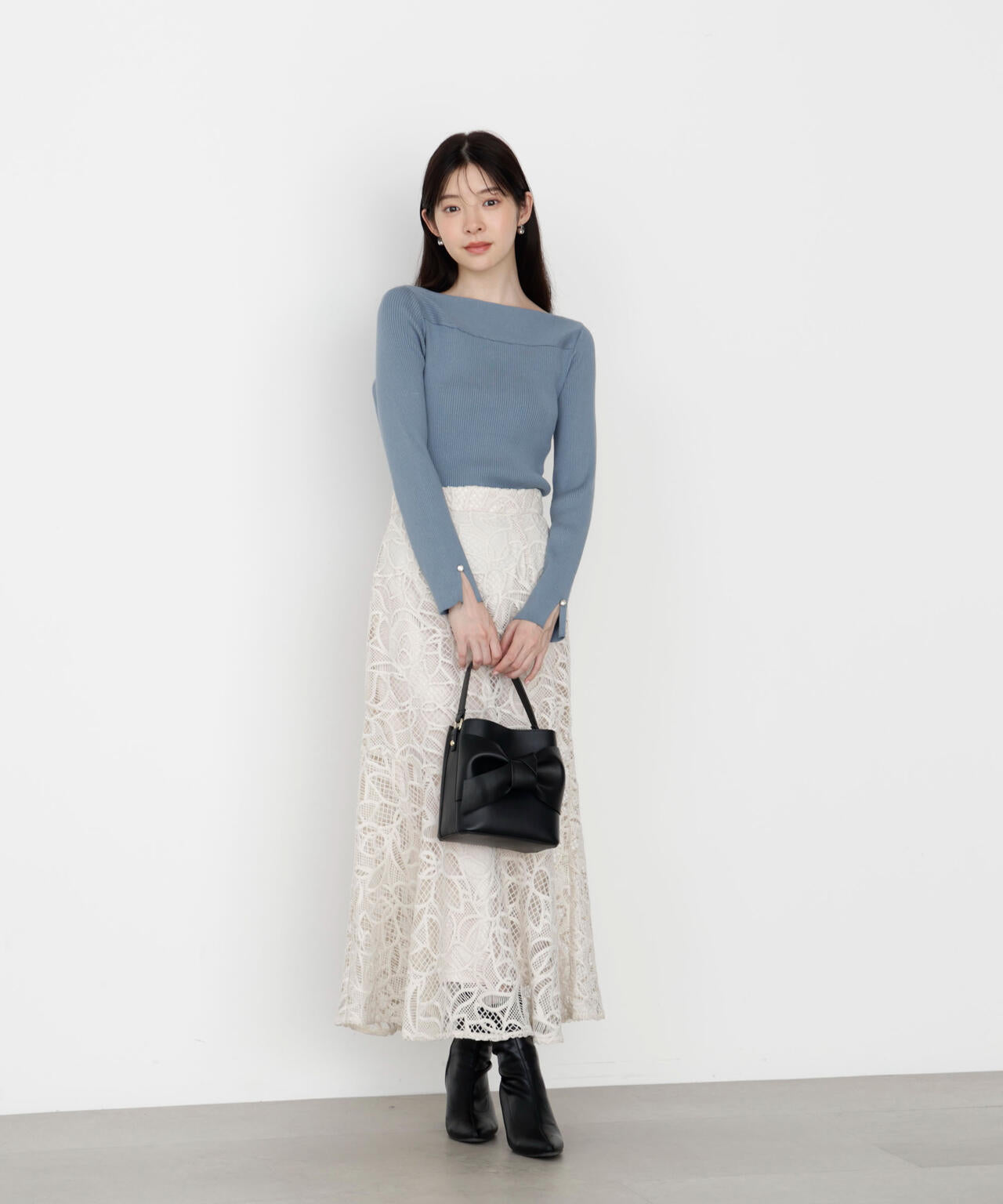 【松川星さん着用】<ハンドウォッシャブル>変わり編みリブニット