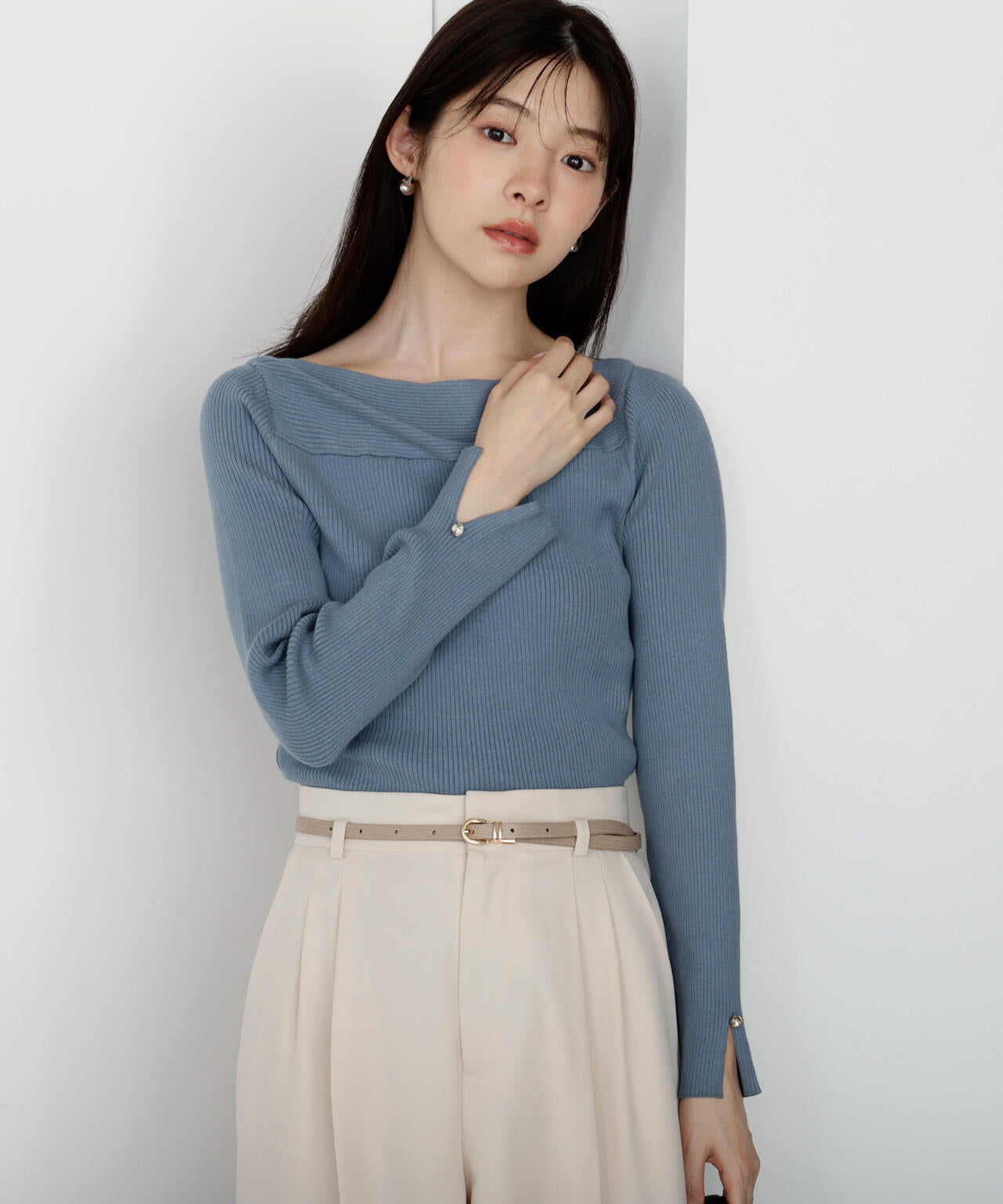 【松川星さん着用】<ハンドウォッシャブル>変わり編みリブニット