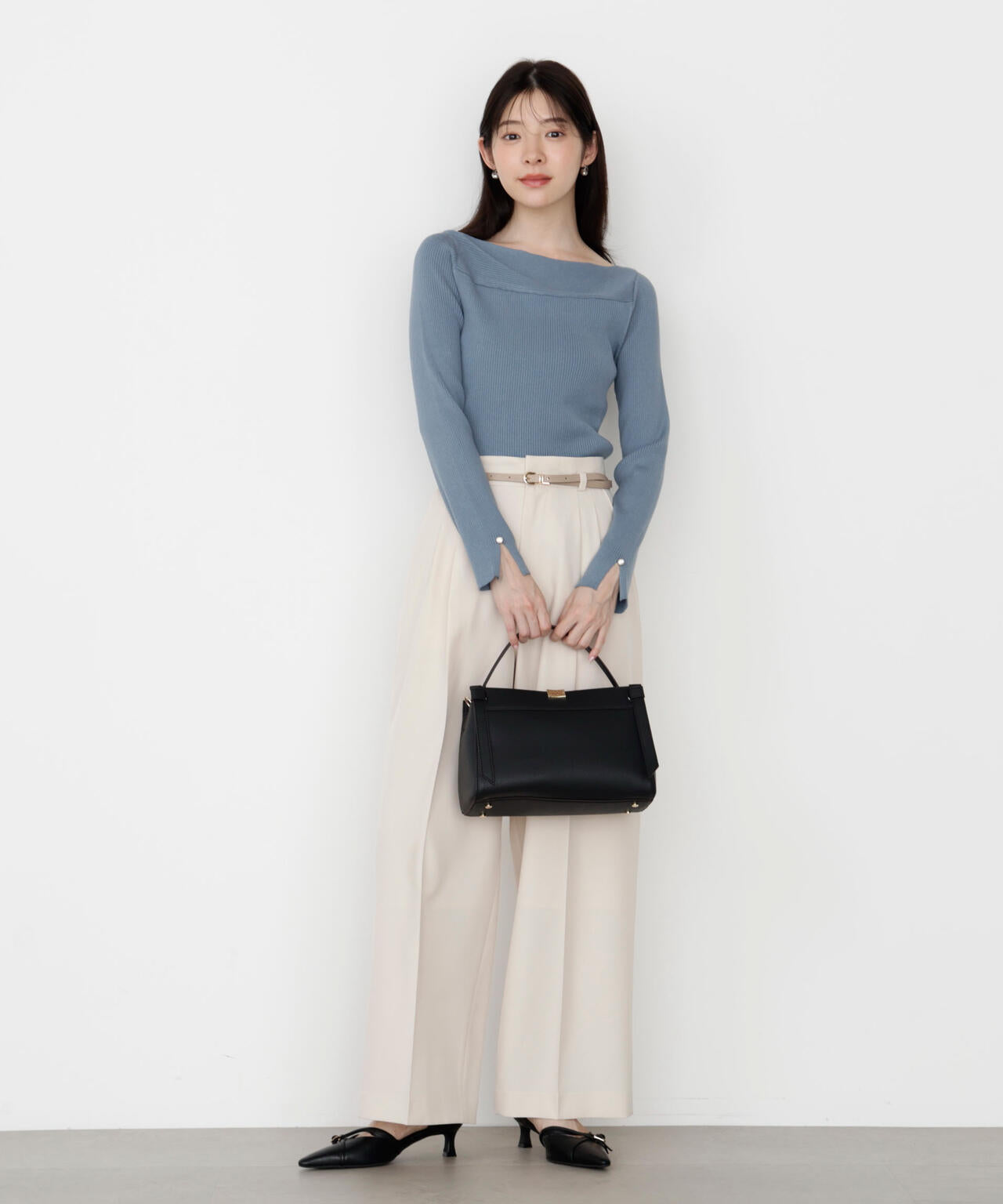 【松川星さん着用】<ハンドウォッシャブル>変わり編みリブニット