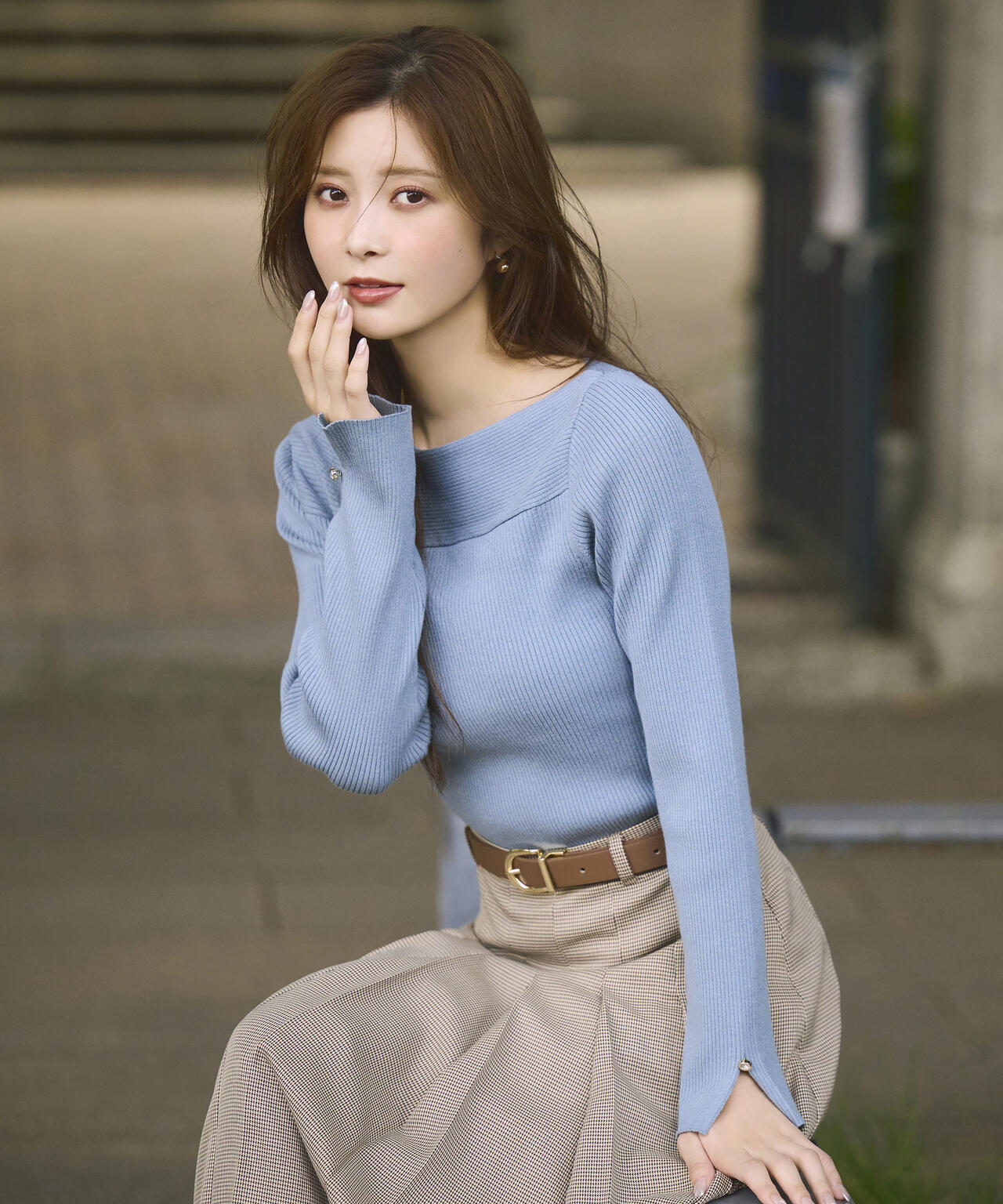 【松川星さん着用】<ハンドウォッシャブル>変わり編みリブニット