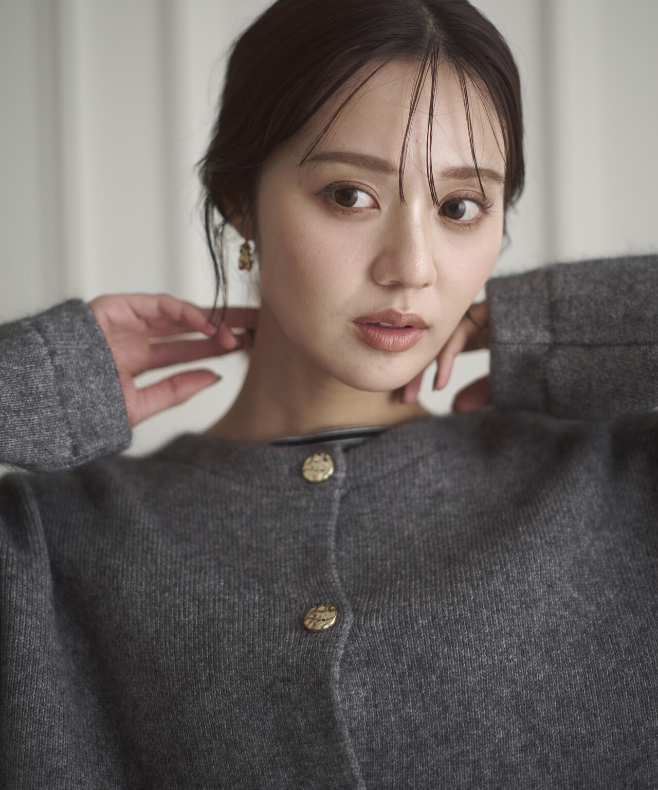 FOX混ダブルフェイスニットカーディガン