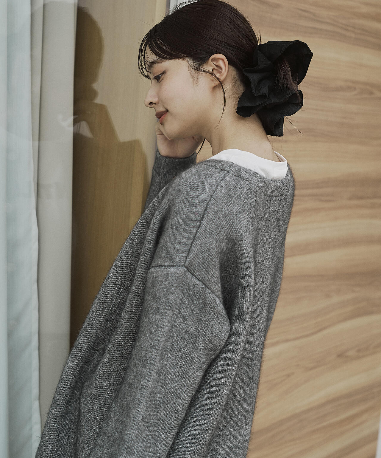 FOX混ダブルフェイスニットカーディガン