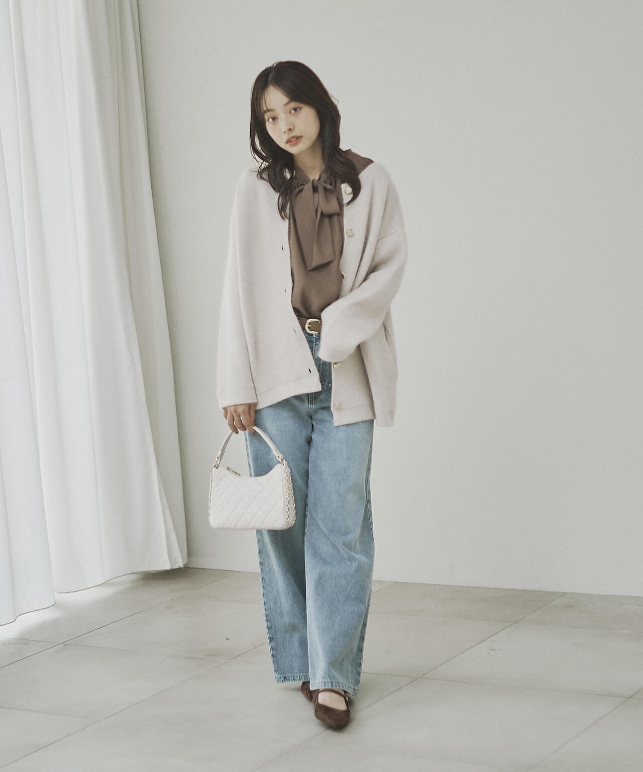 FOX混ダブルフェイスニットカーディガン