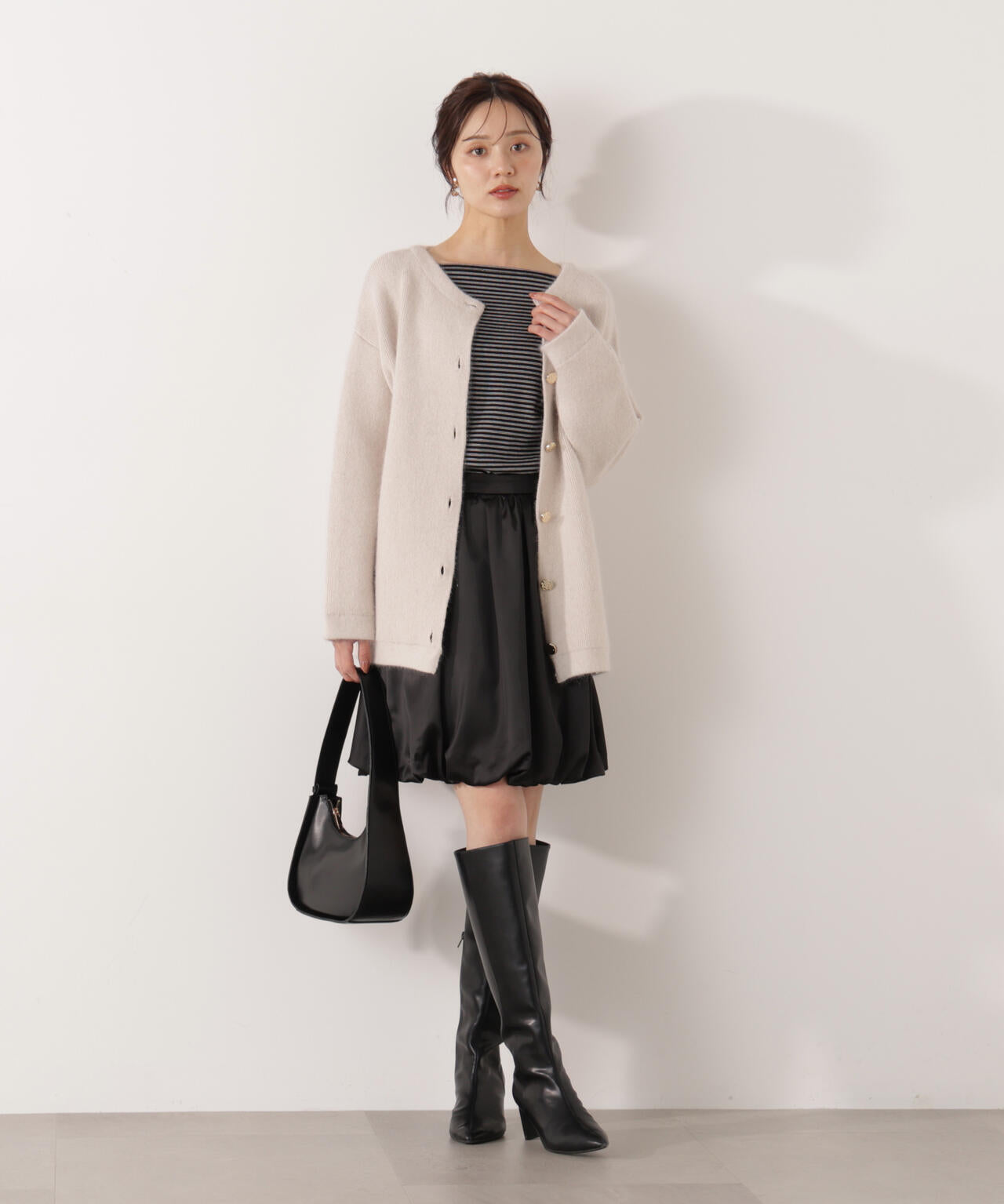 FOX混ダブルフェイスニットカーディガン