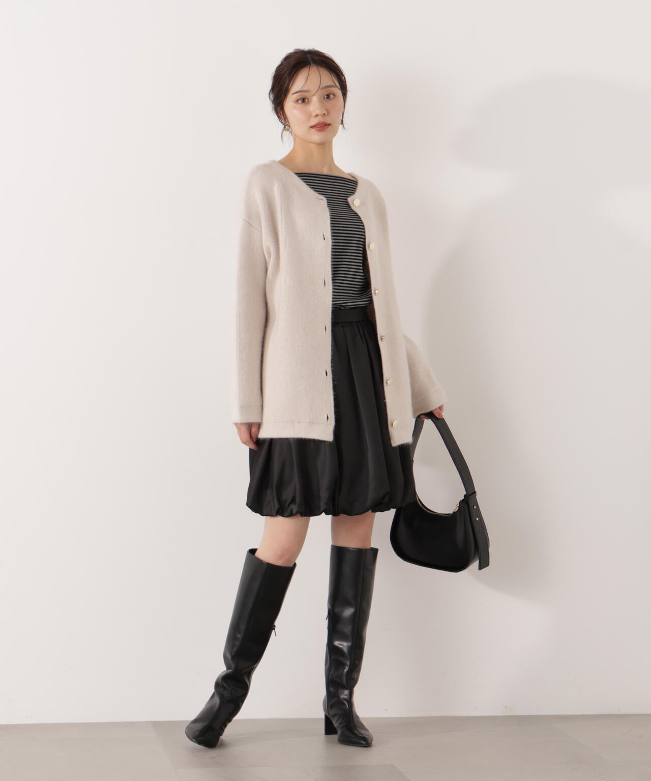 FOX混ダブルフェイスニットカーディガン