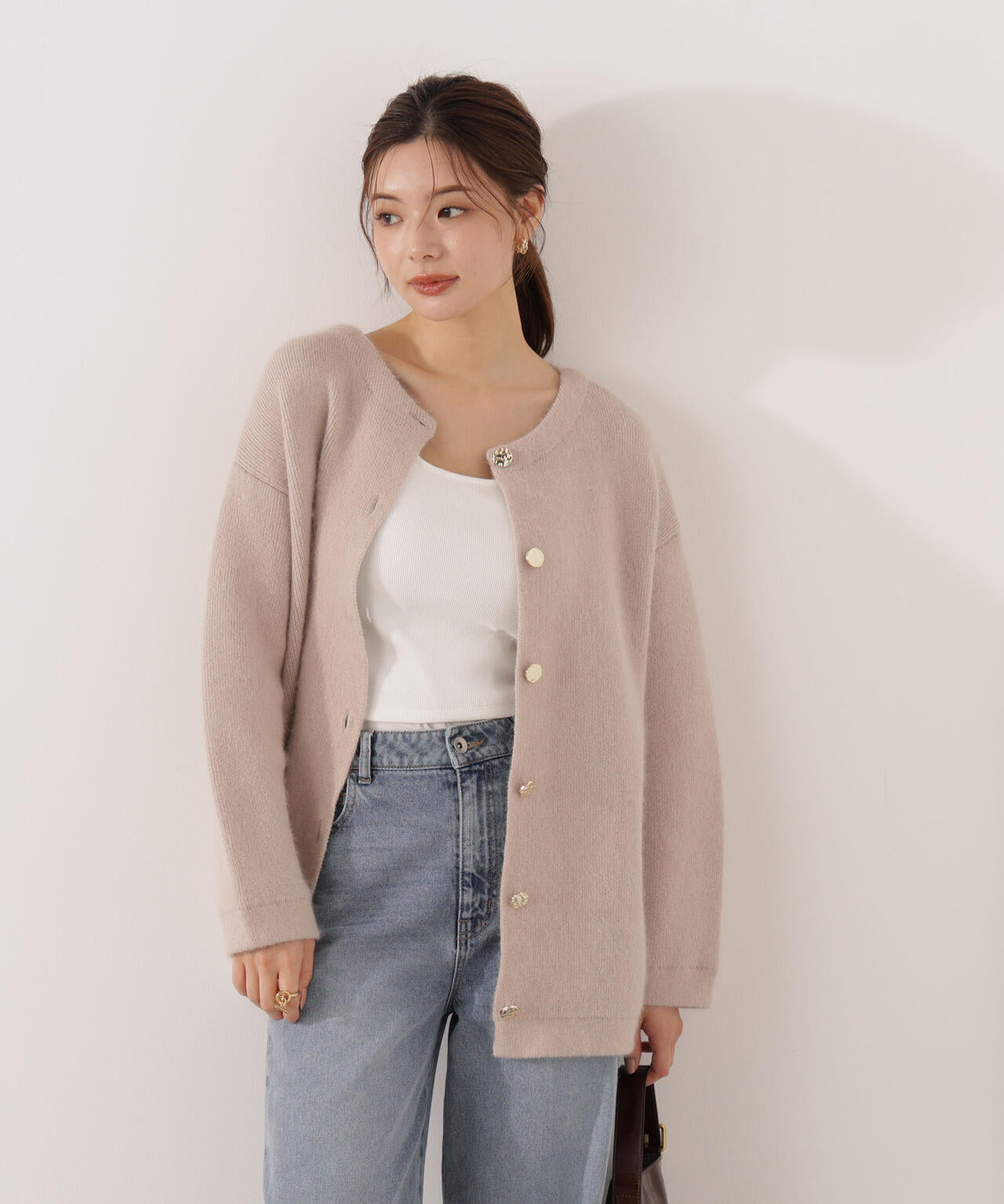 FOX混ダブルフェイスニットカーディガン