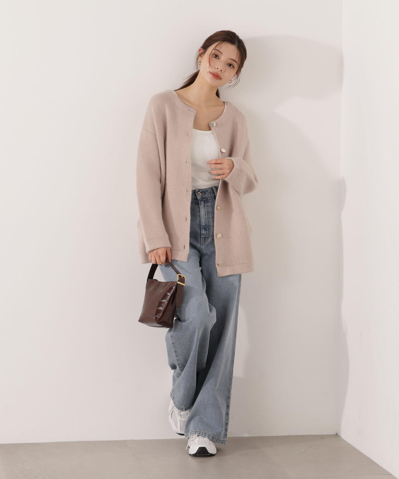 FOX混ダブルフェイスニットカーディガン