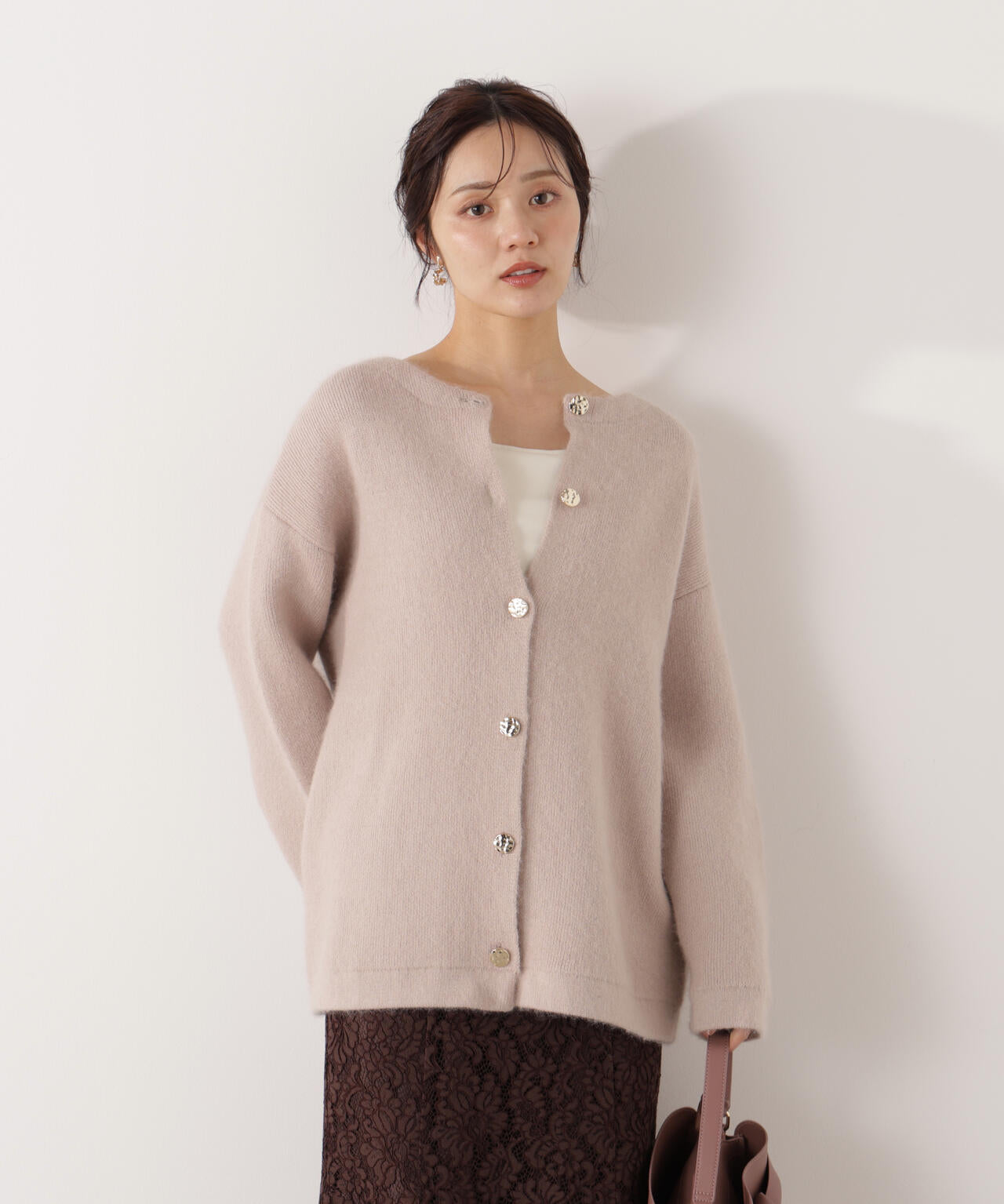 FOX混ダブルフェイスニットカーディガン