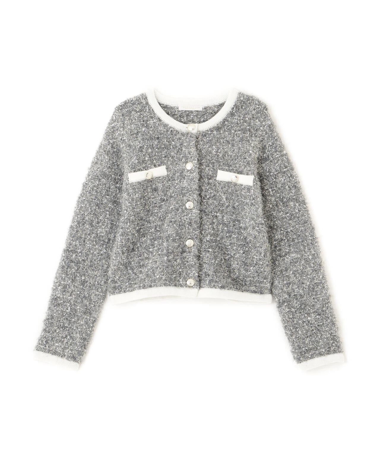 ファンシーツイード風ニットカーディガン