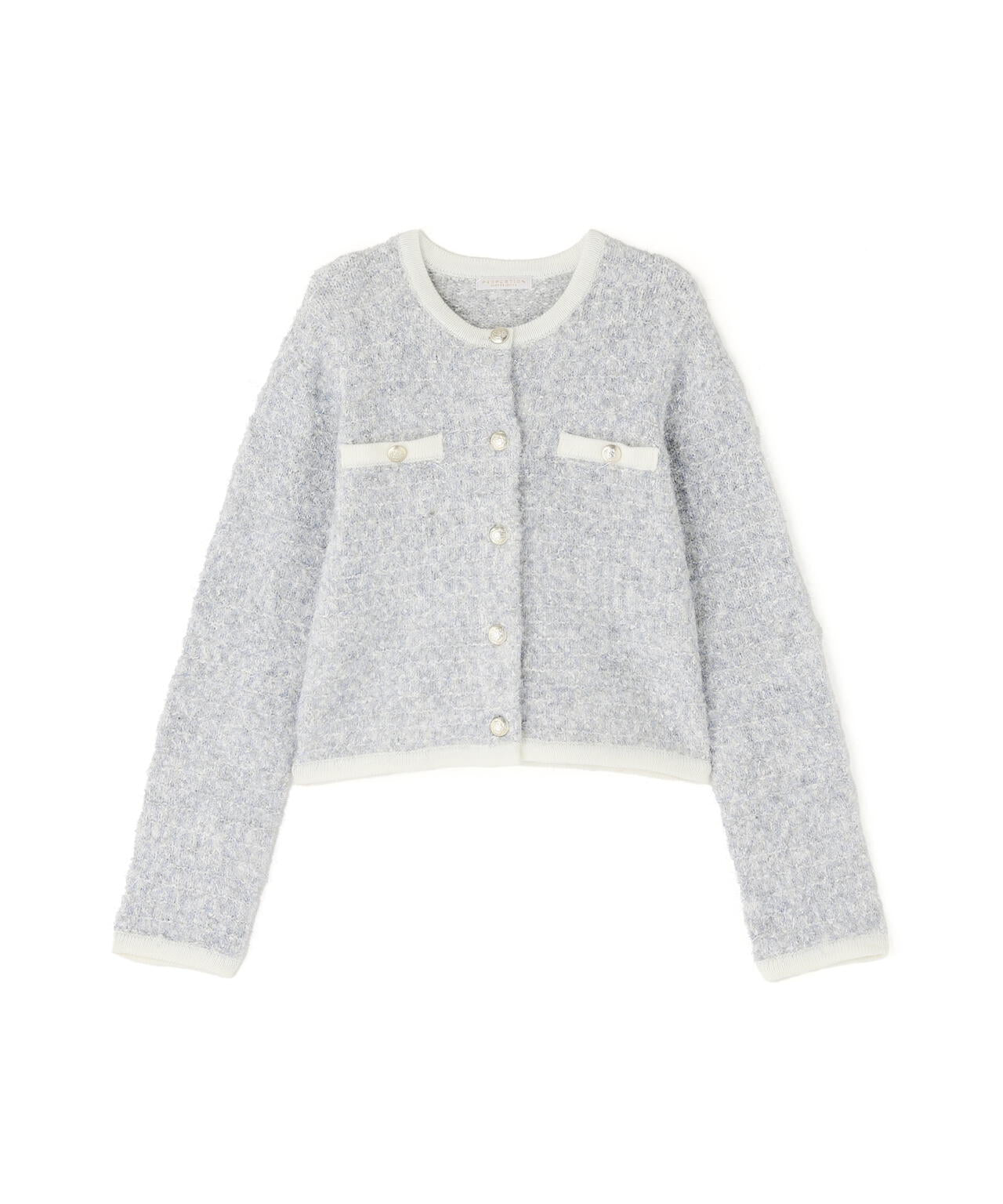 ファンシーツイード風ニットカーディガン