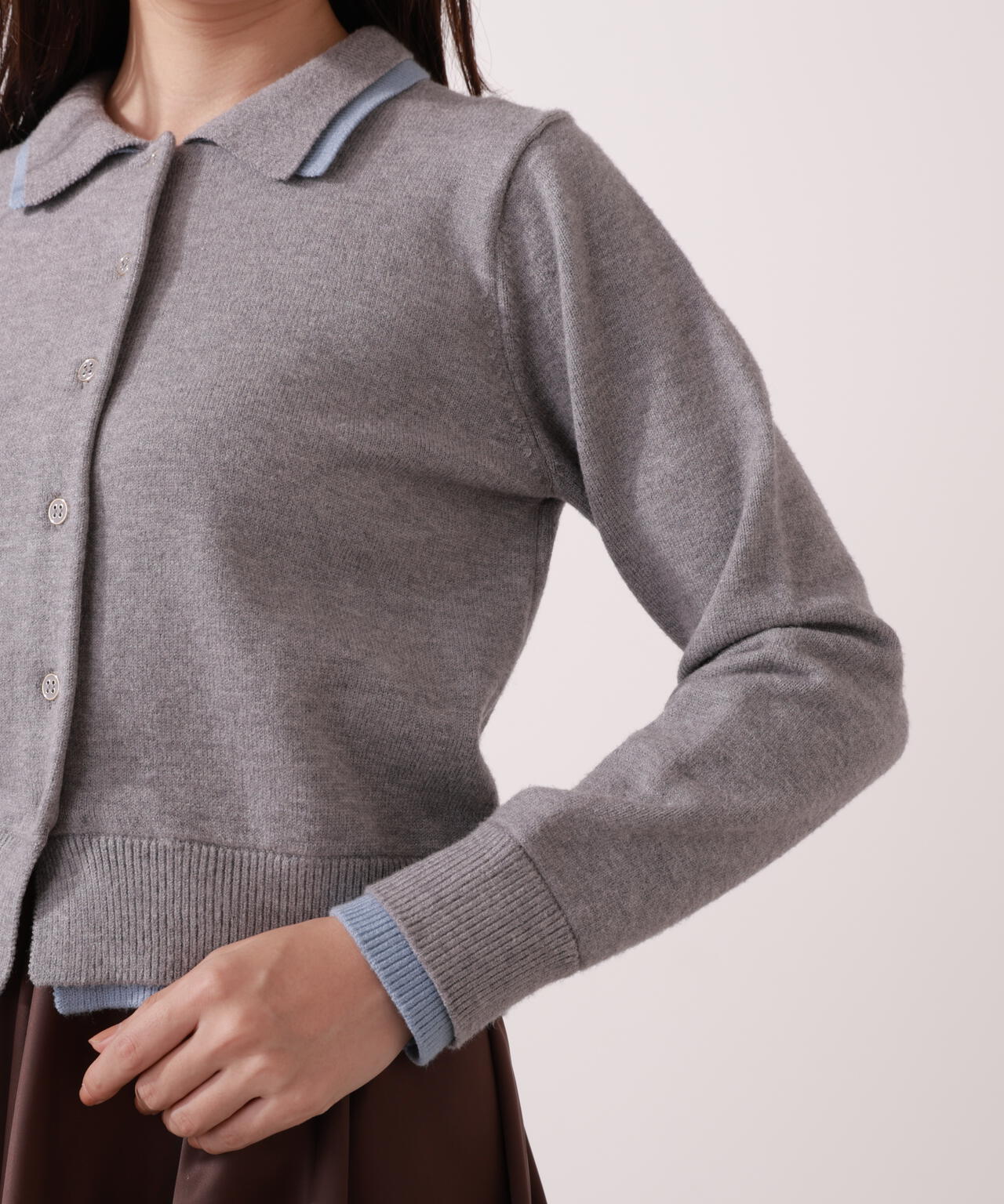 【青島心さん着用】<ウォッシャブル>ポロレイヤード風ニット