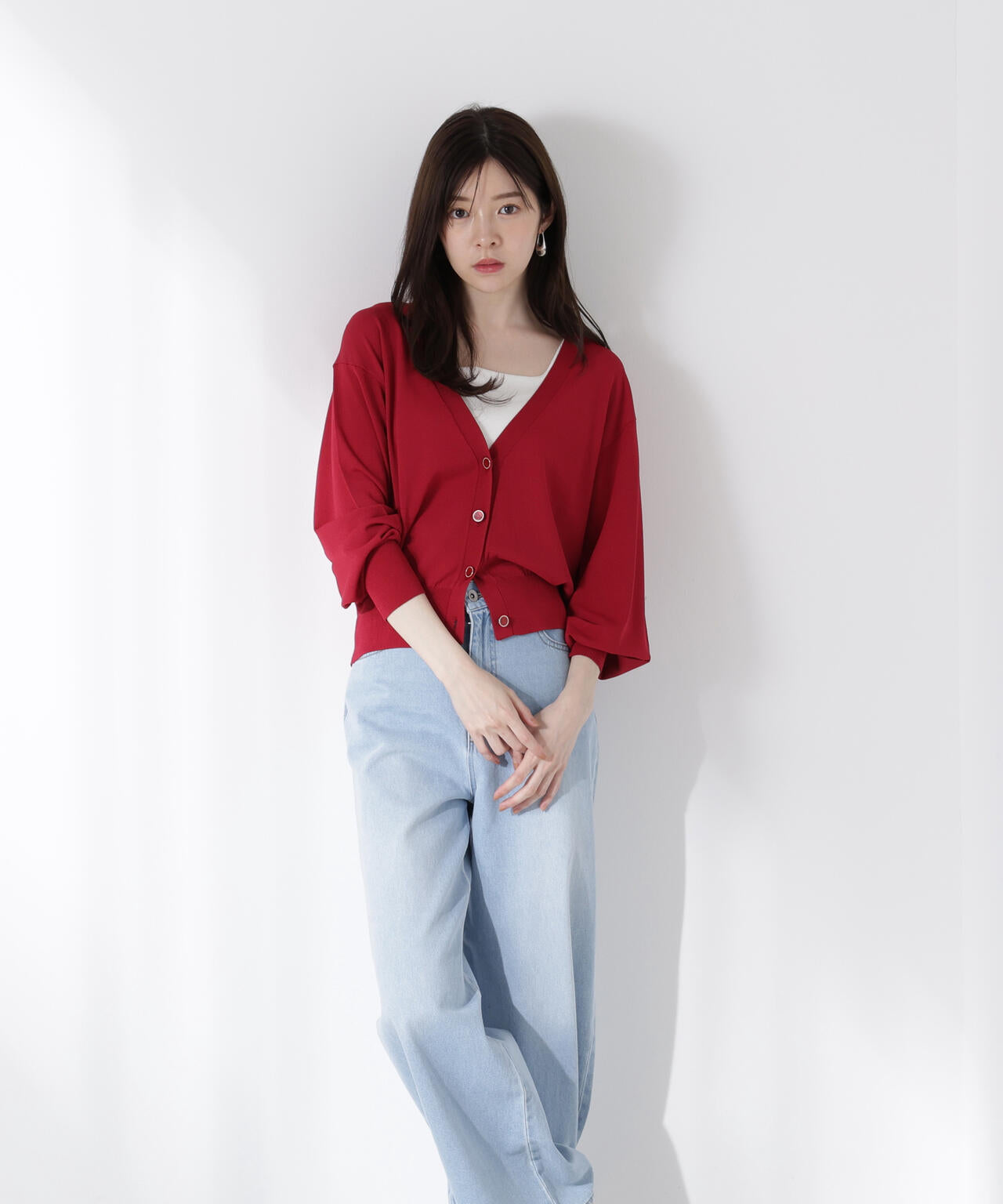 Vネックベーシックカーディガン