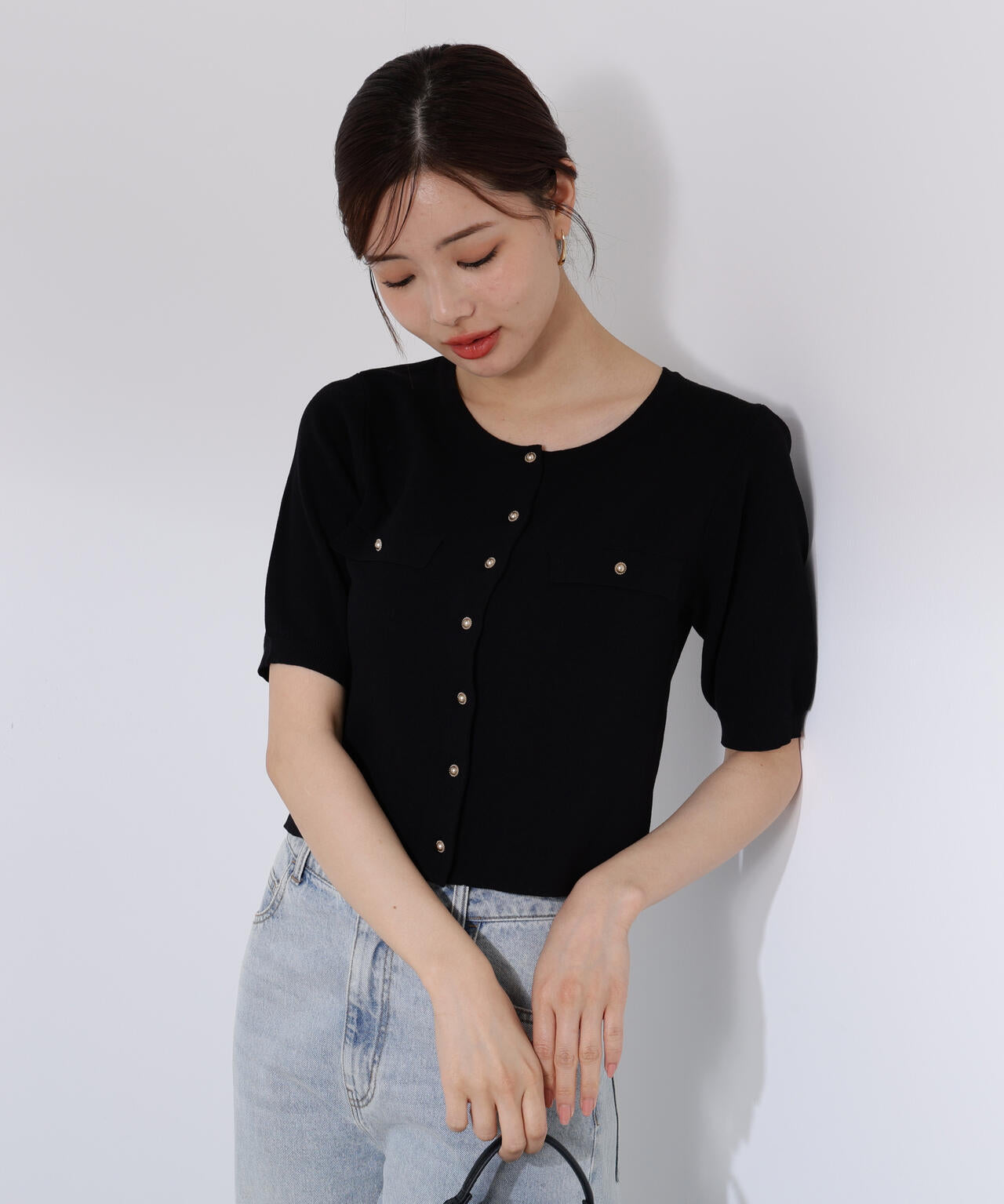 ショート半袖カーディガン