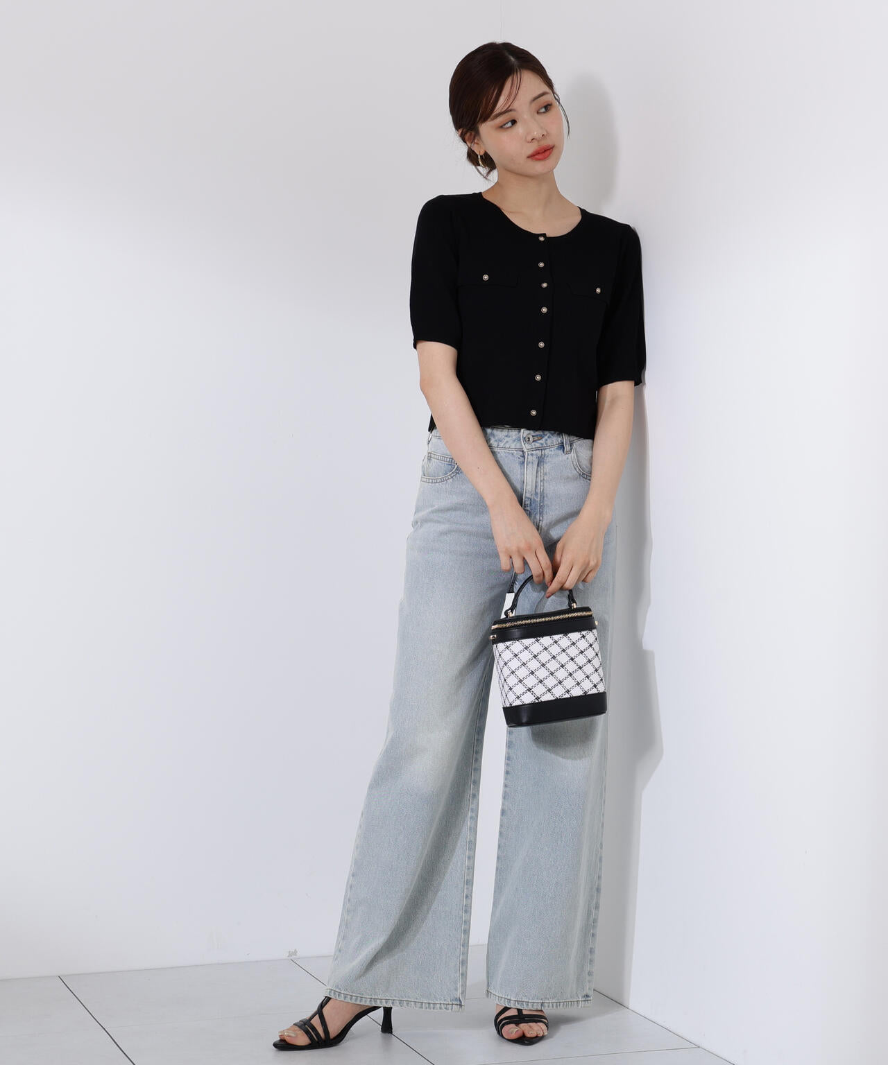 ショート半袖カーディガン