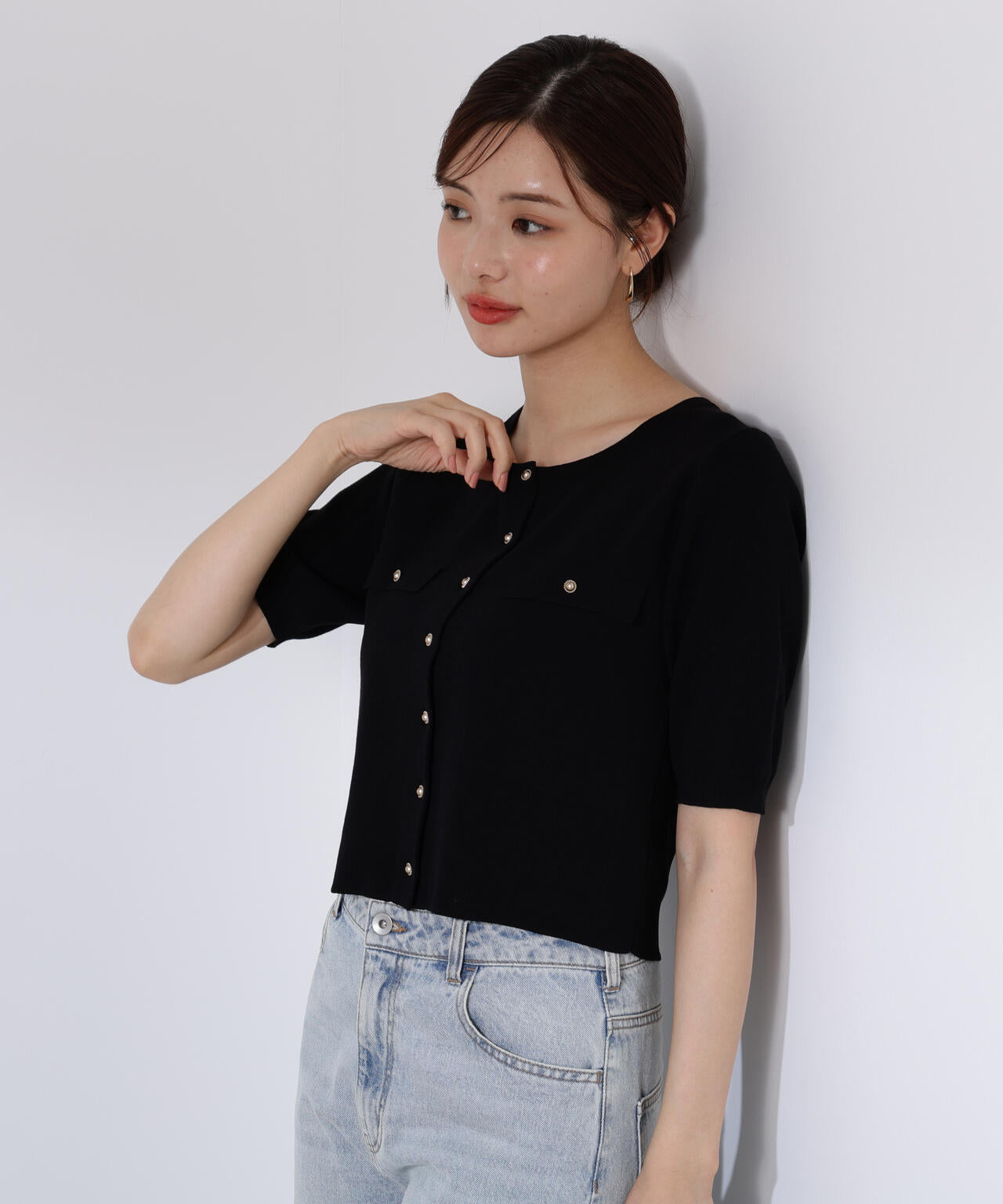 ショート半袖カーディガン