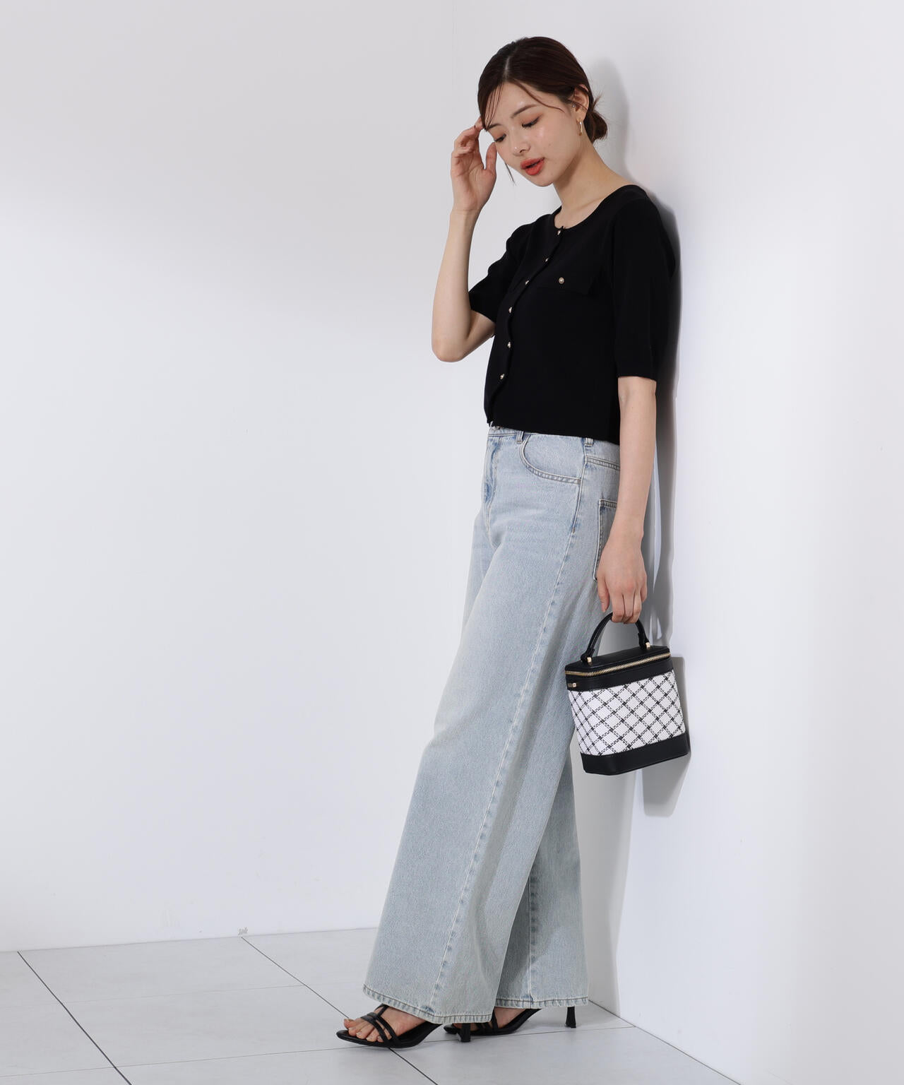 ショート半袖カーディガン