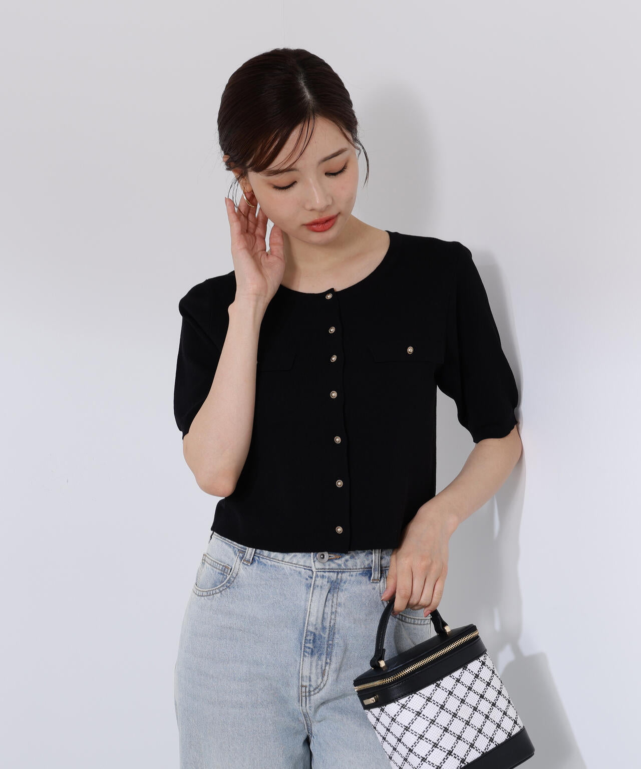 ショート半袖カーディガン