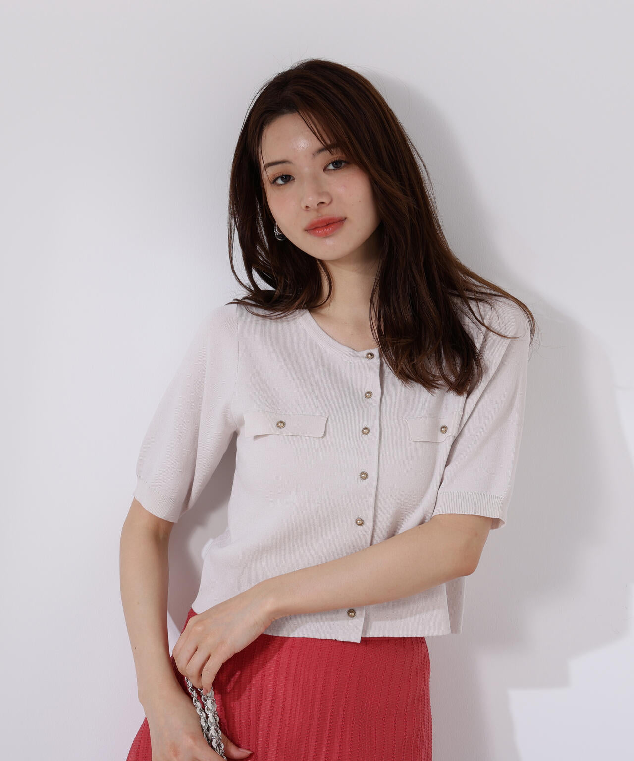 ショート半袖カーディガン