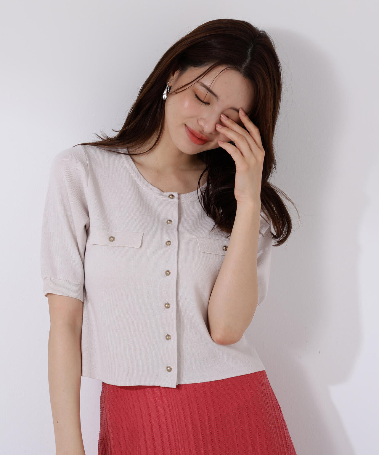 ショート半袖カーディガン