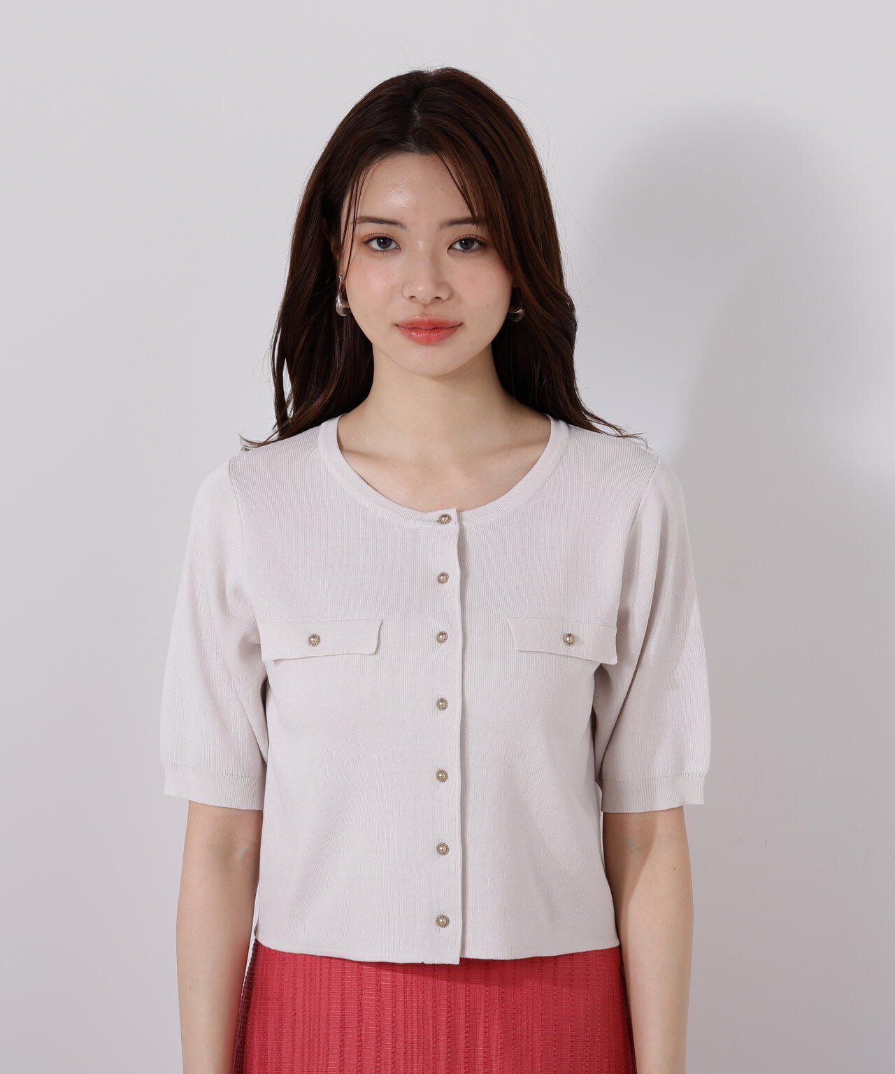 ショート半袖カーディガン