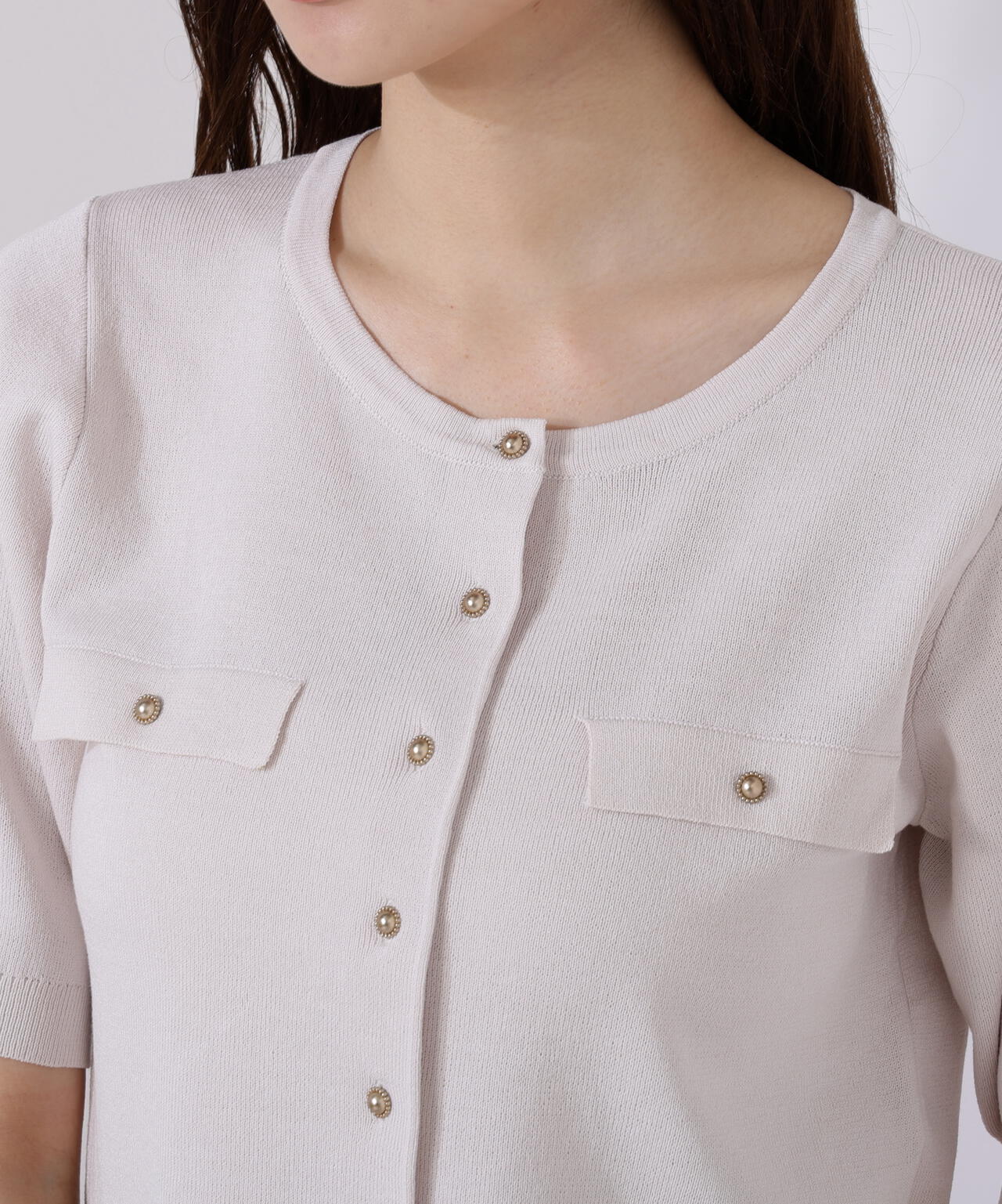 ショート半袖カーディガン