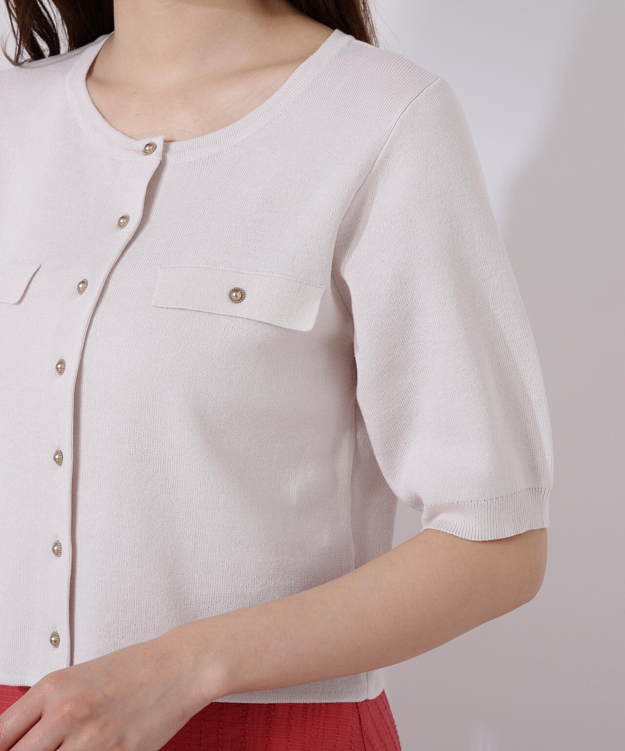 ショート半袖カーディガン