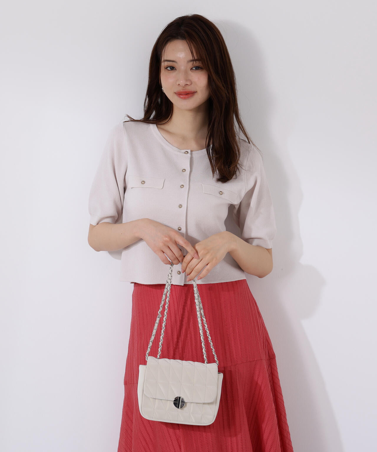 ショート半袖カーディガン