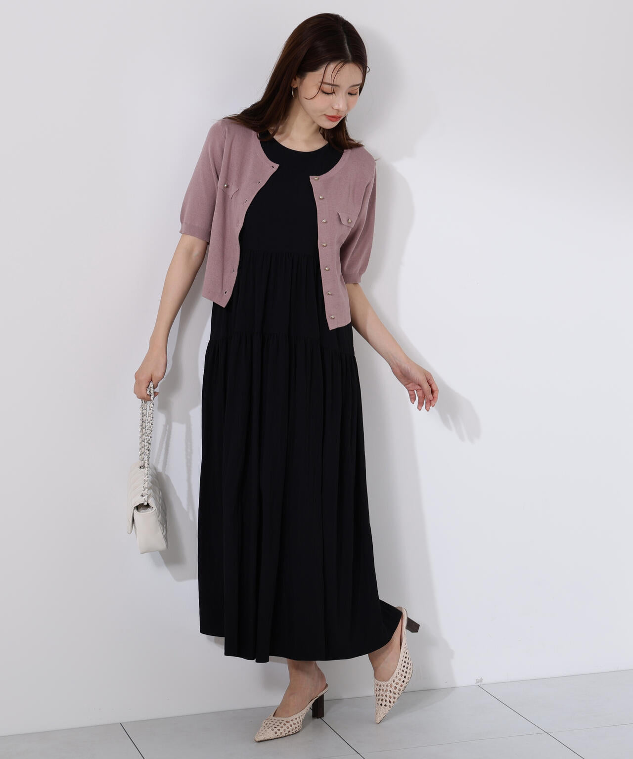 ショート半袖カーディガン